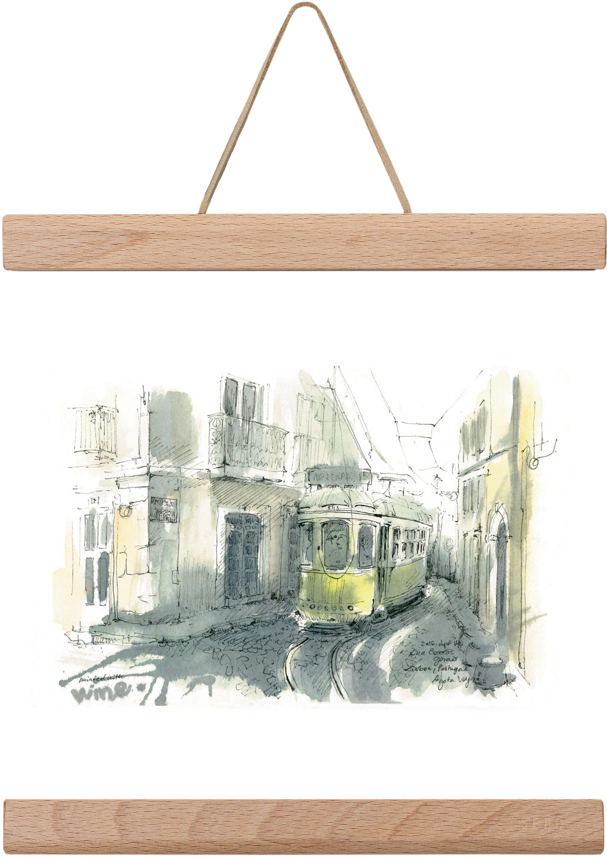 Lisbon Aquarelle No.7, 20x20 cm (20x20 cm), Tölgy akasztó