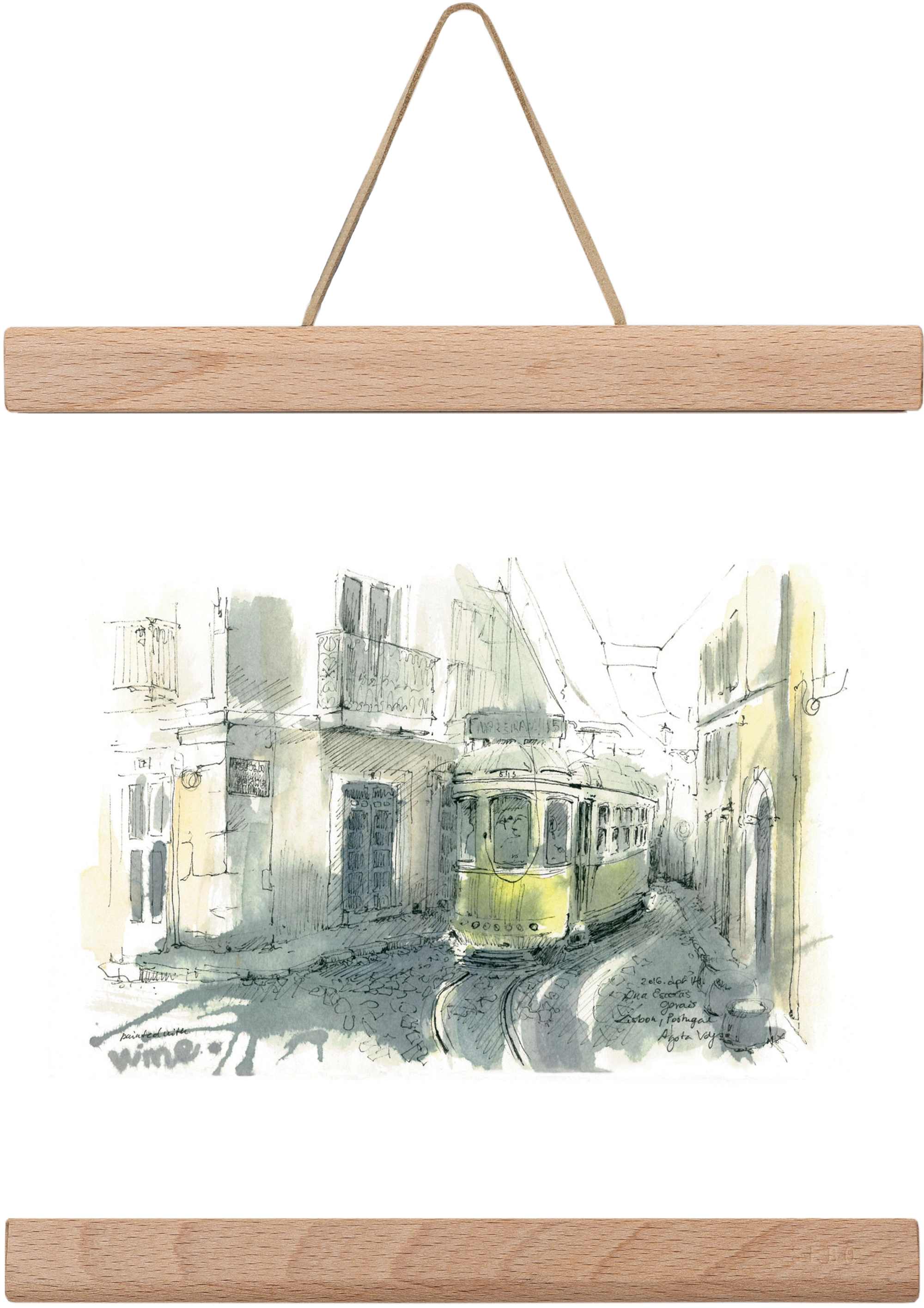 Lisbon Aquarelle No.7, 20x20 cm (20x20 cm), Tölgy akasztó