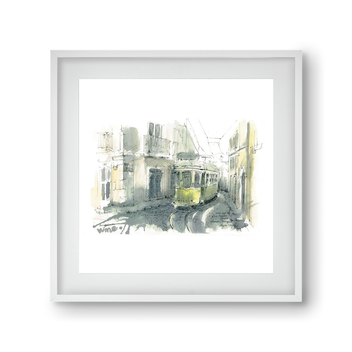 Lisbon Aquarelle No.7, 30x30 cm (20x20 cm), Fehér keret, paszpartuval
