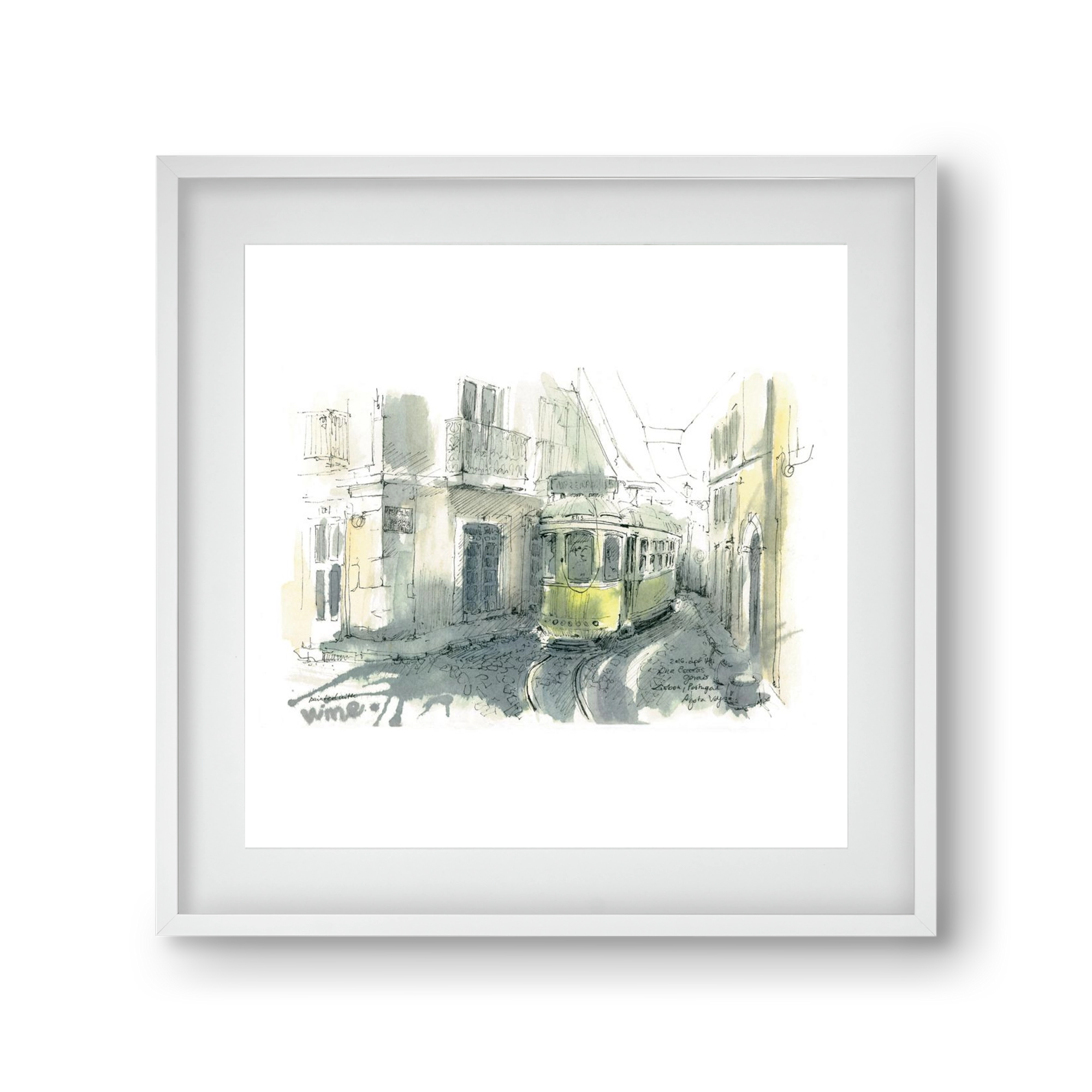 Lisbon Aquarelle No.7, 30x30 cm (20x20 cm), Fehér keret, paszpartuval
