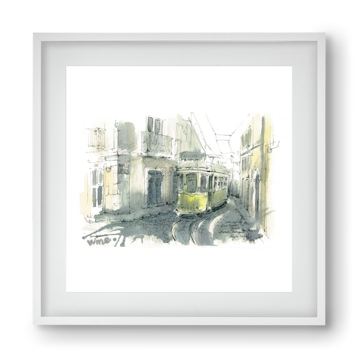 Lisbon Aquarelle No.7, 40x40 cm (30x30 cm), Fehér keret, paszpartuval