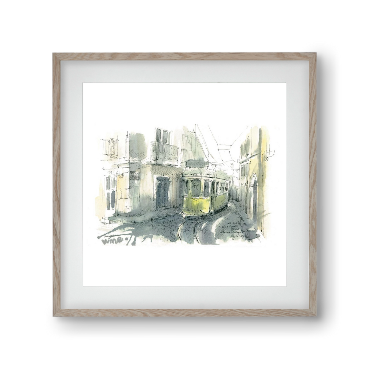 Lisbon Aquarelle No.7, 30x30 cm (20x20 cm), Tölgy keret, paszpartuval