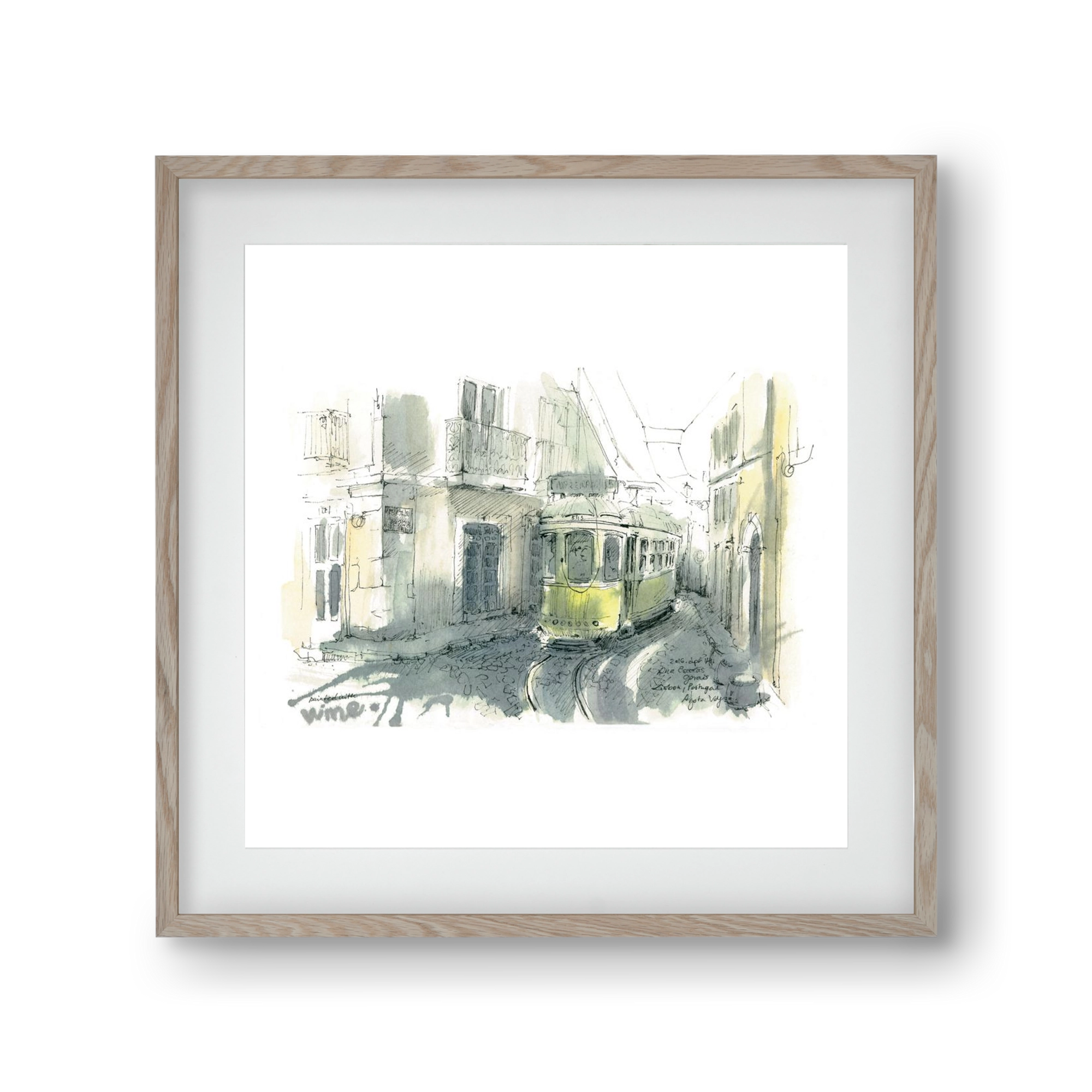 Lisbon Aquarelle No.7, 30x30 cm (20x20 cm), Tölgy keret, paszpartuval