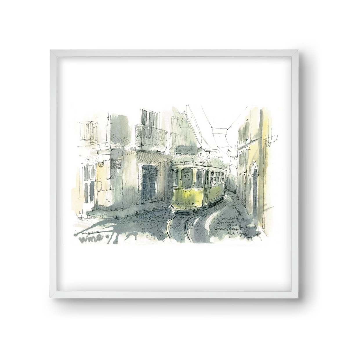 Lisbon Aquarelle No.7, 30x30 cm (30x30 cm), Fehér keret