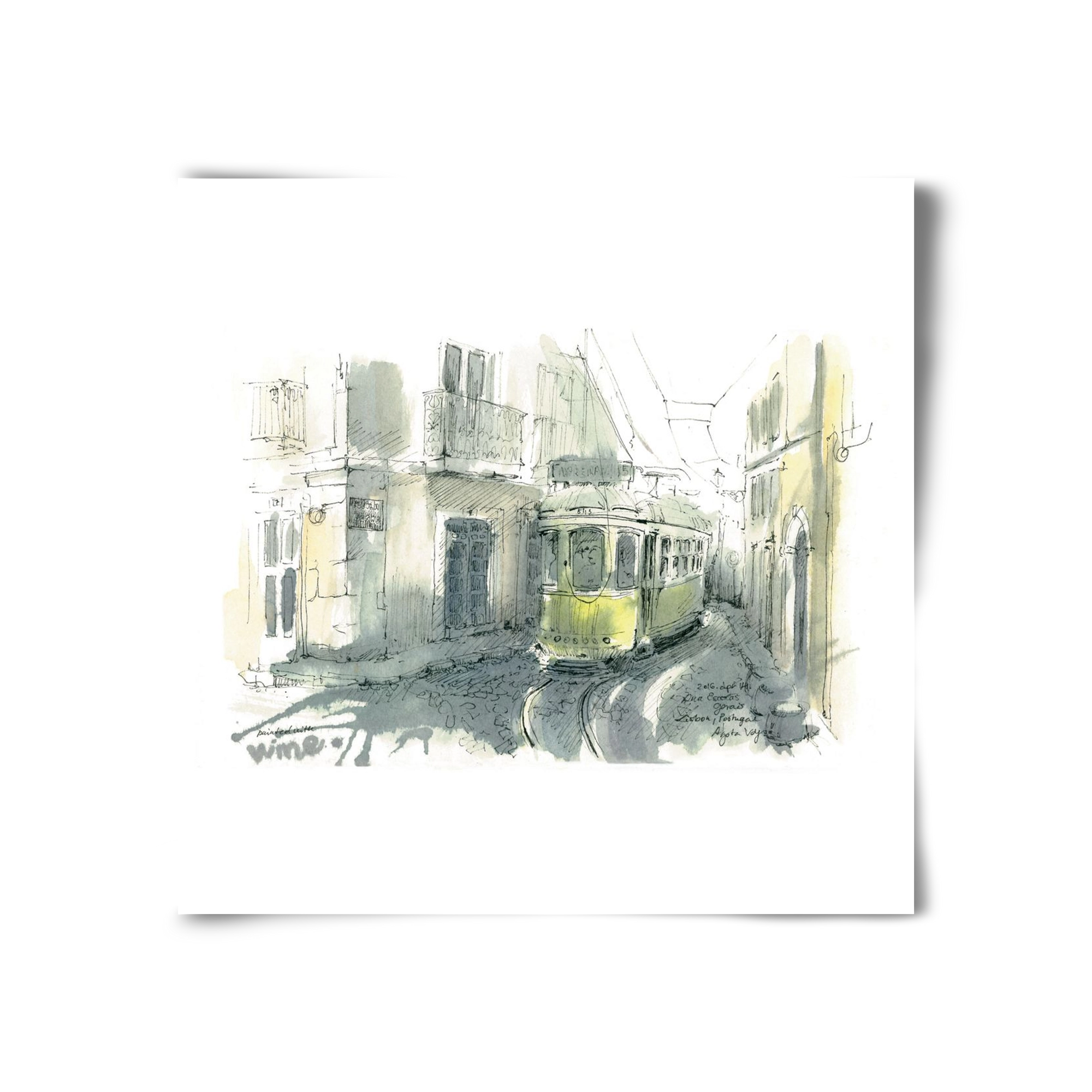 Lisbon Aquarelle No.7, 30x30 cm, Keret nélkül