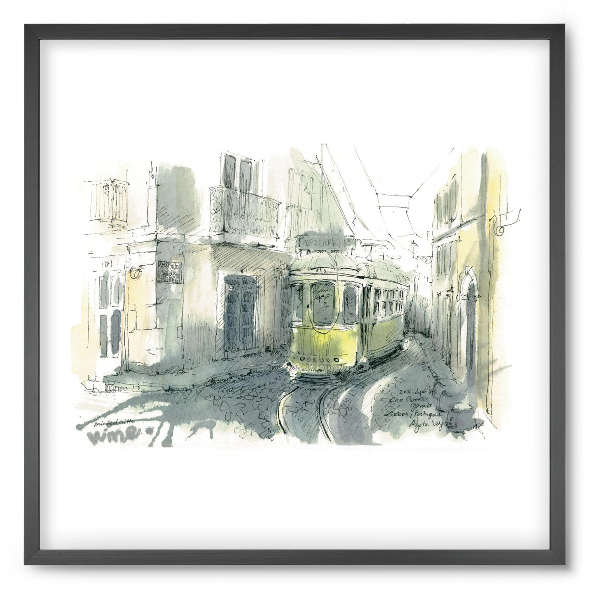 Lisbon Aquarelle No.7, 50x50 cm (50x50 cm), Fekete keret