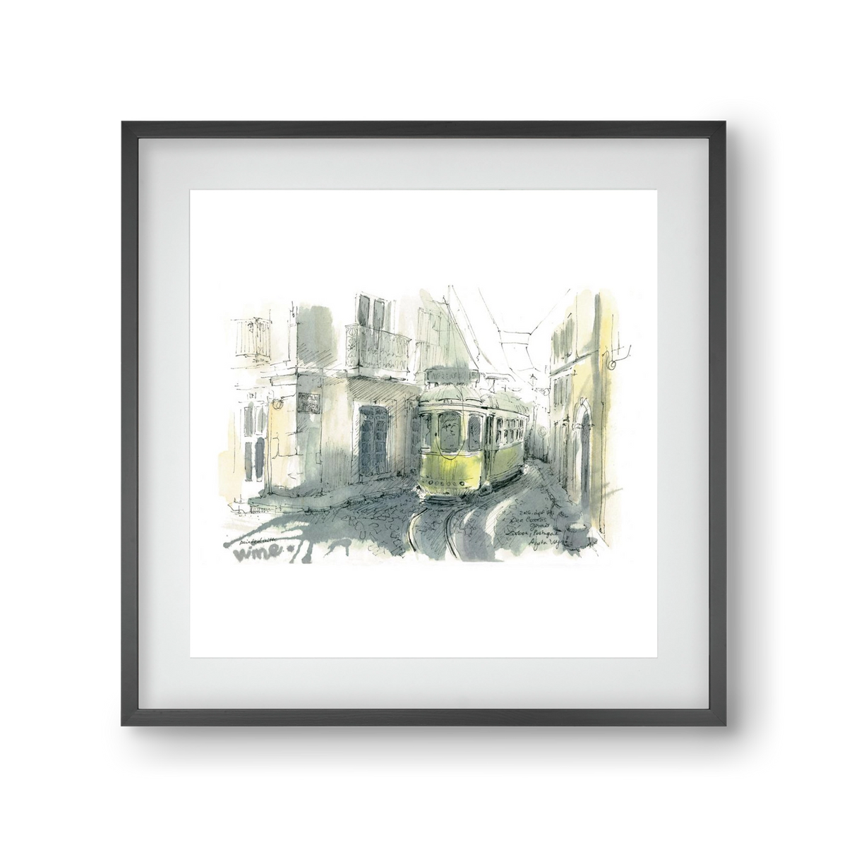 Lisbon Aquarelle No.7, 30x30 cm (20x20 cm), Fekete keret, paszpartuval