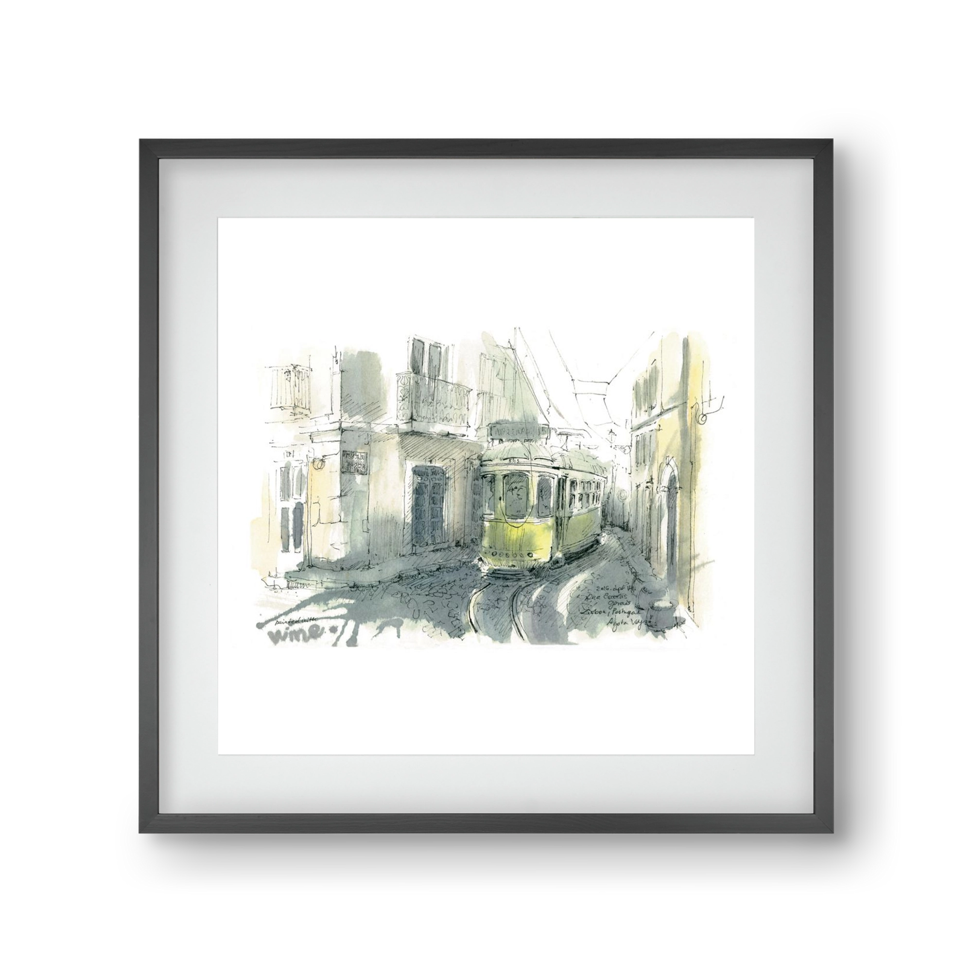 Lisbon Aquarelle No.7, 30x30 cm (20x20 cm), Fekete keret, paszpartuval