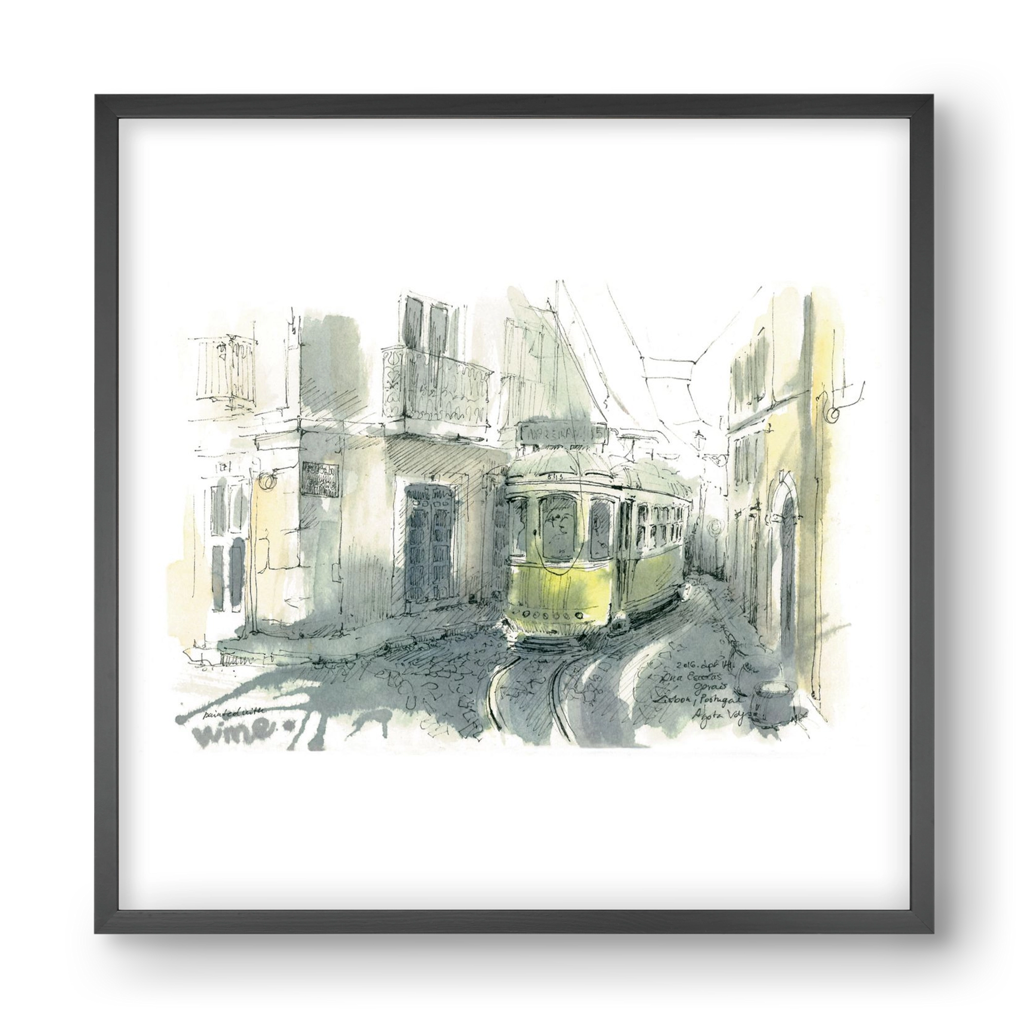 Lisbon Aquarelle No.7, 40x40 cm (40x40 cm), Fekete keret