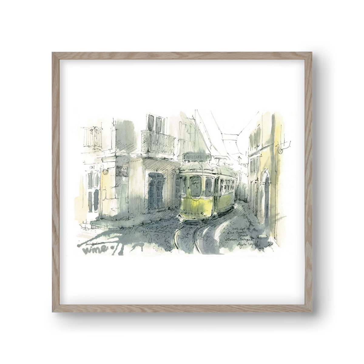 Lisbon Aquarelle No.7, 30x30 cm (30x30 cm), Tölgy keret