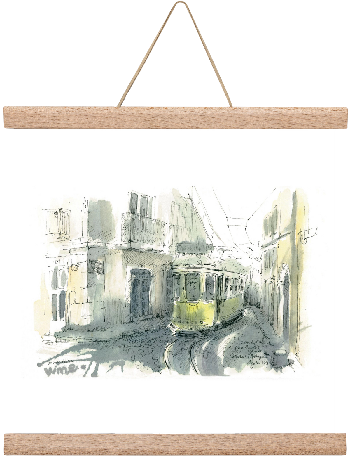 Lisbon Aquarelle No.7, 30x30 cm (30x30 cm), Tölgy akasztó