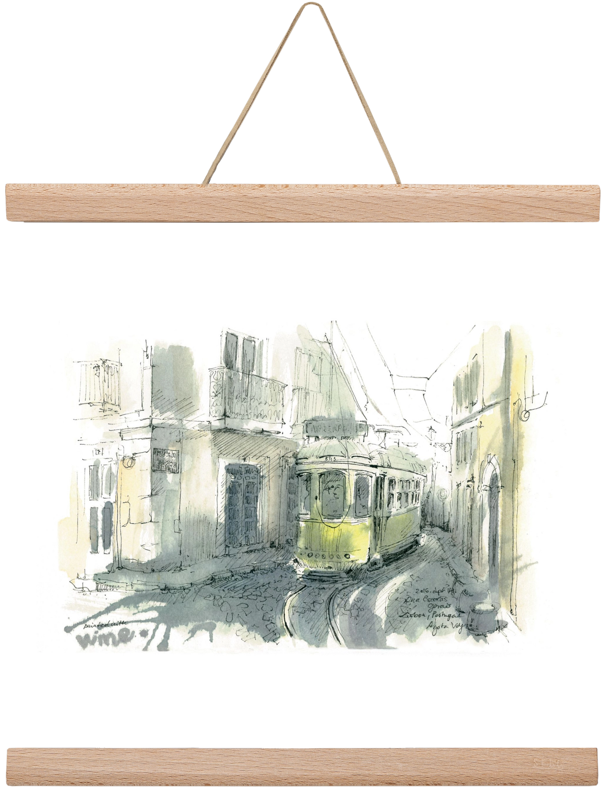 Lisbon Aquarelle No.7, 30x30 cm (30x30 cm), Tölgy akasztó