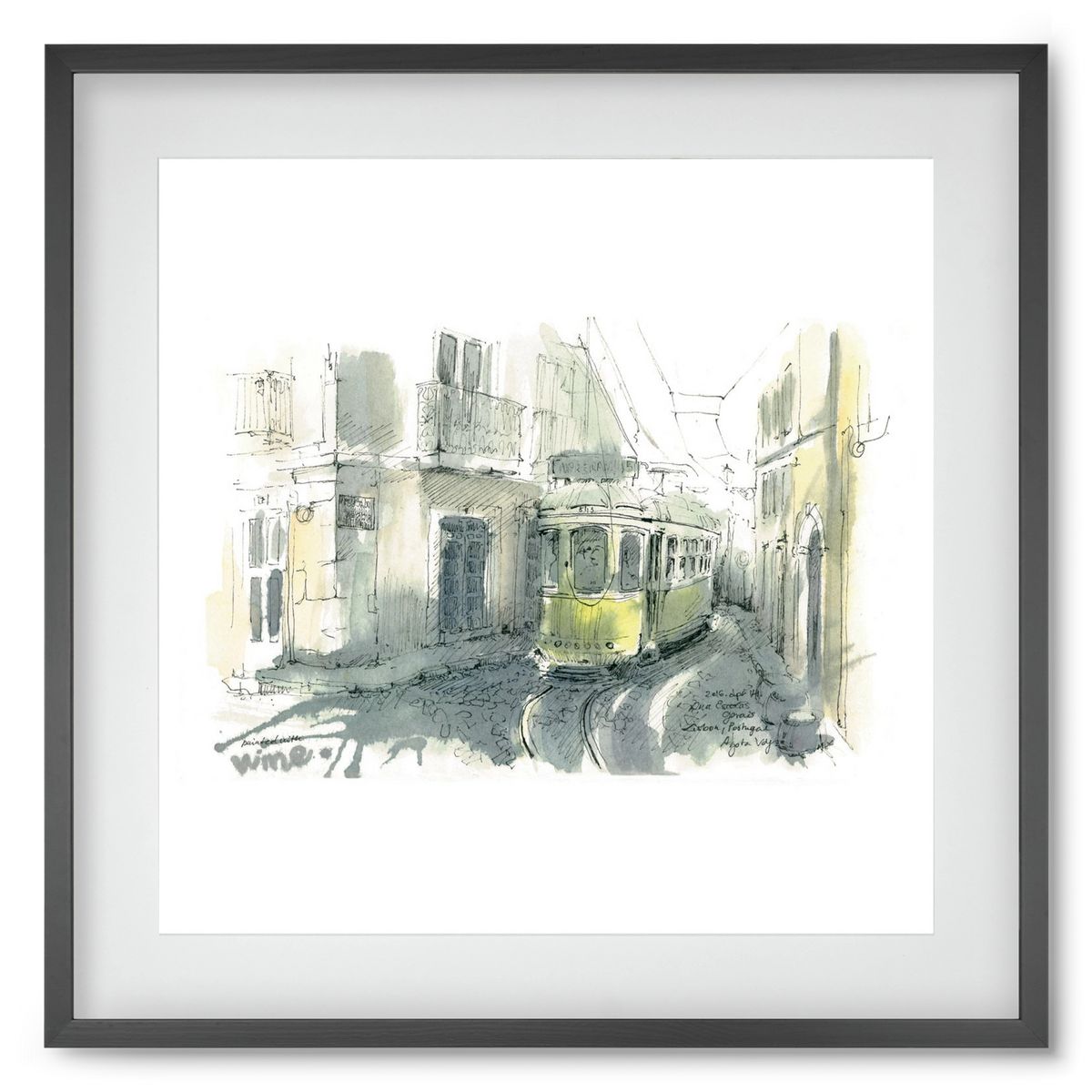 Lisbon Aquarelle No.7, 50x50 cm (40x40 cm), Fekete keret, paszpartuval