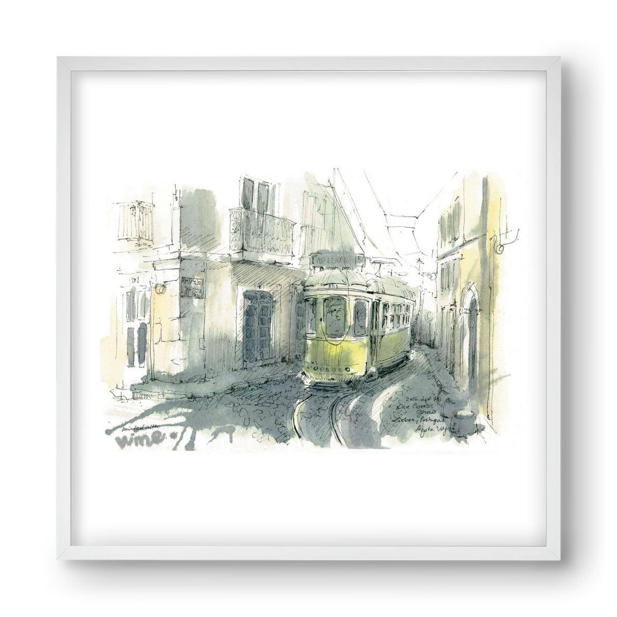 Lisbon Aquarelle No.7, 40x40 cm (40x40 cm), Fehér keret