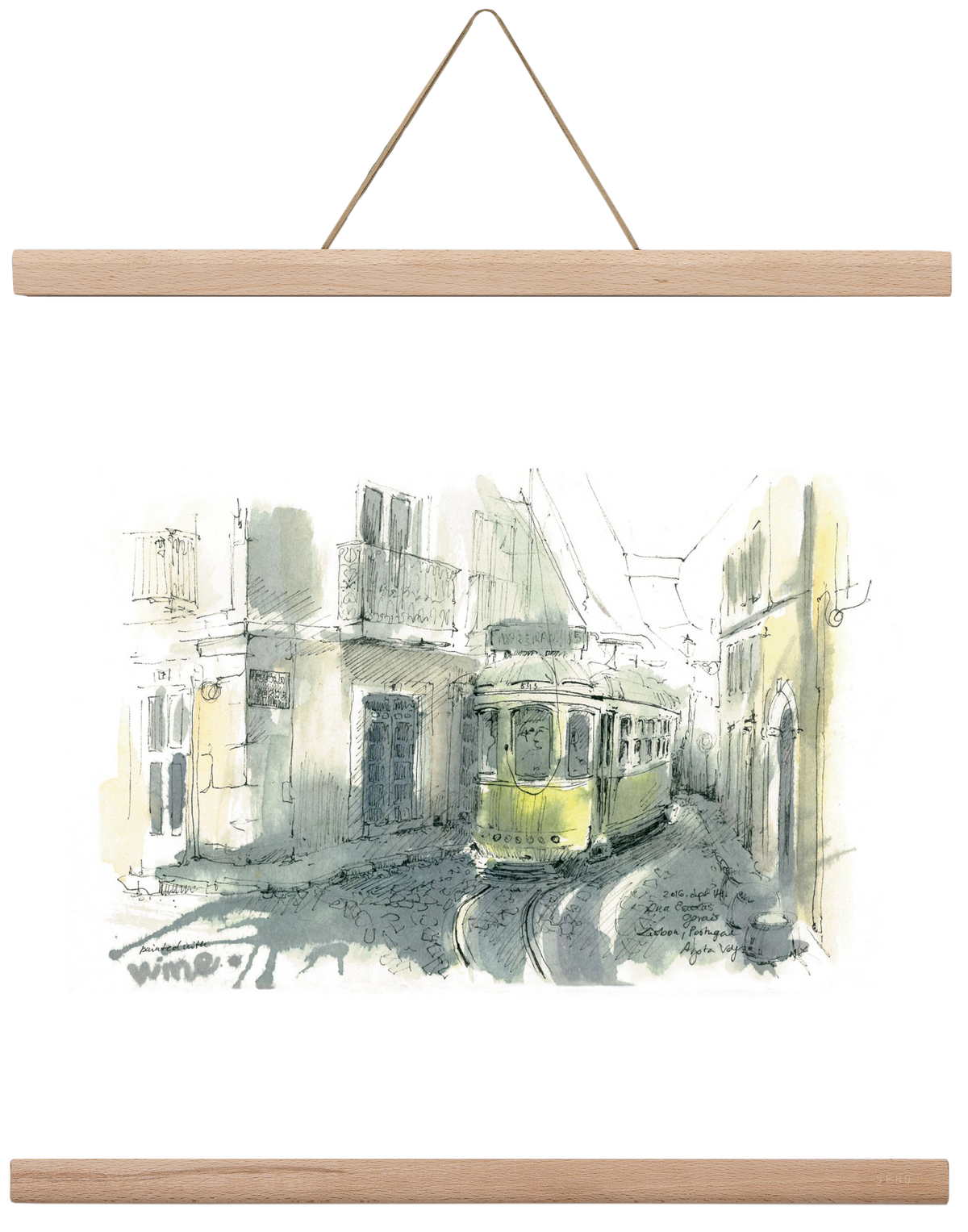 Lisbon Aquarelle No.7, 40x40 cm (40x40 cm), Tölgy akasztó