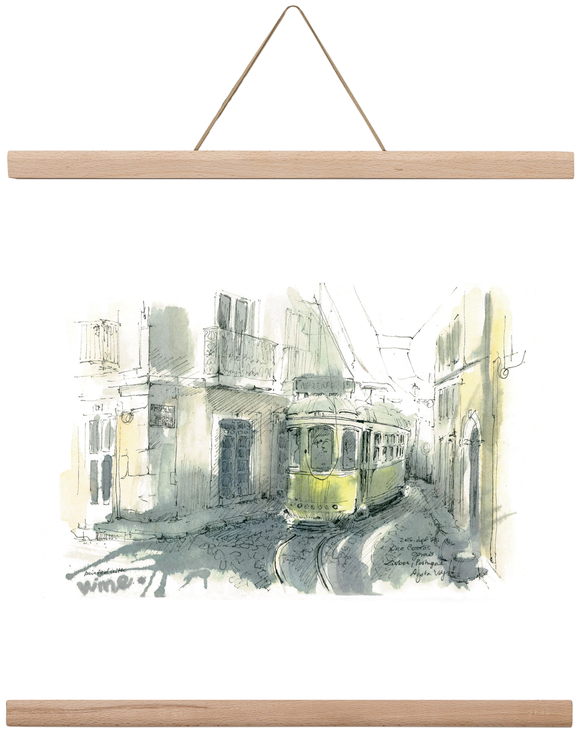 Lisbon Aquarelle No.7, 40x40 cm (40x40 cm), Tölgy akasztó