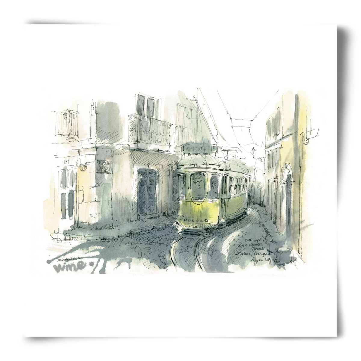 Lisbon Aquarelle No.7, 50x50 cm, Keret nélkül
