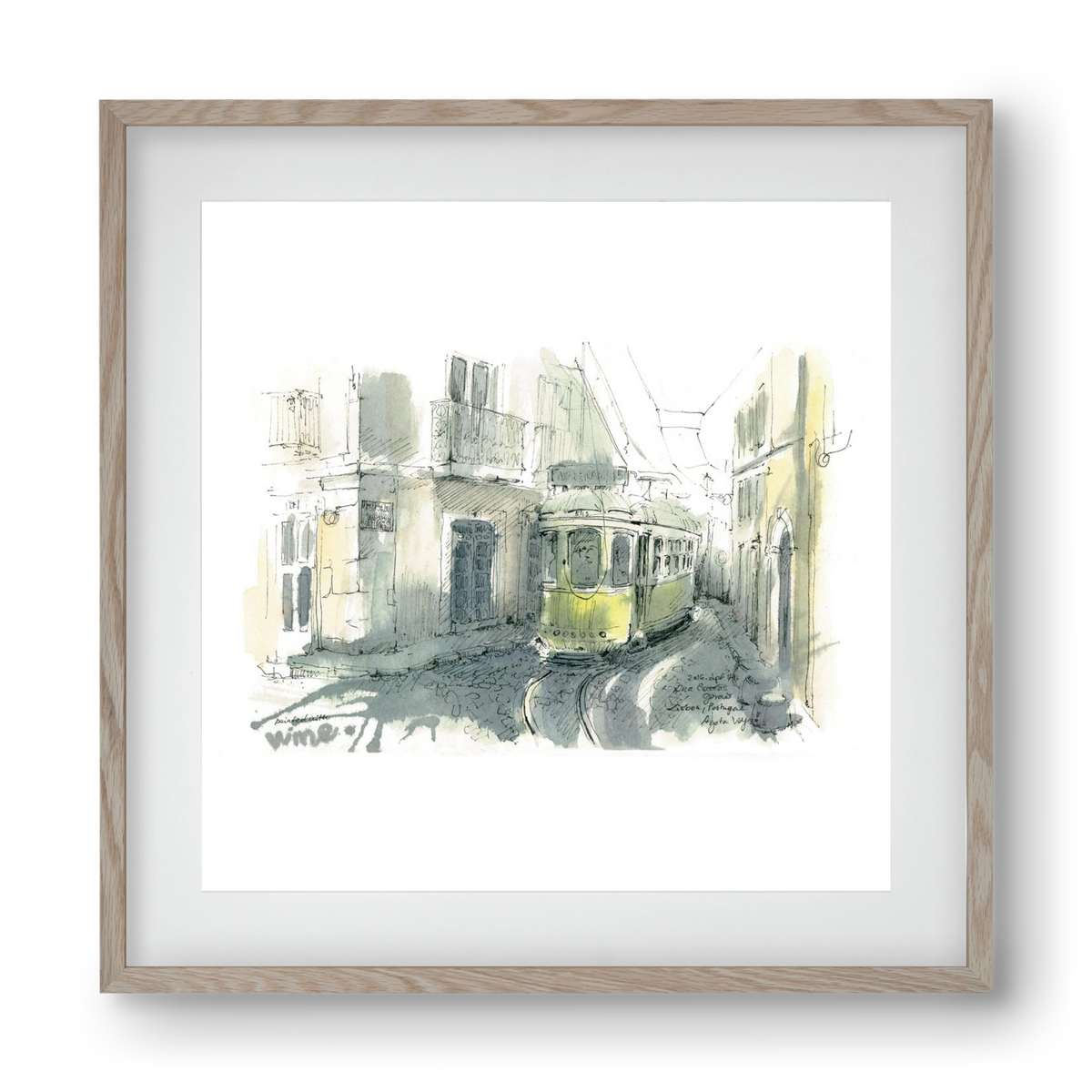 Lisbon Aquarelle No.7, 40x40 cm (30x30 cm), Tölgy keret, paszpartuval