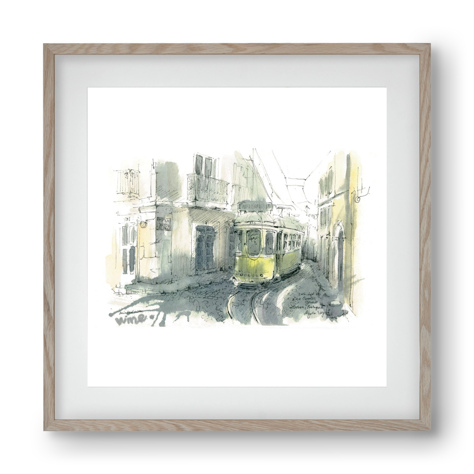 Lisbon Aquarelle No.7, 40x40 cm (30x30 cm), Tölgy keret, paszpartuval