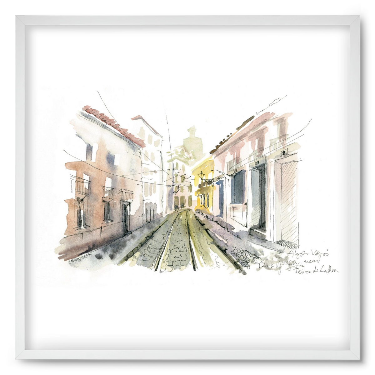 Lisbon Aquarelle No.8, 50x50 cm (50x50 cm), Fehér keret