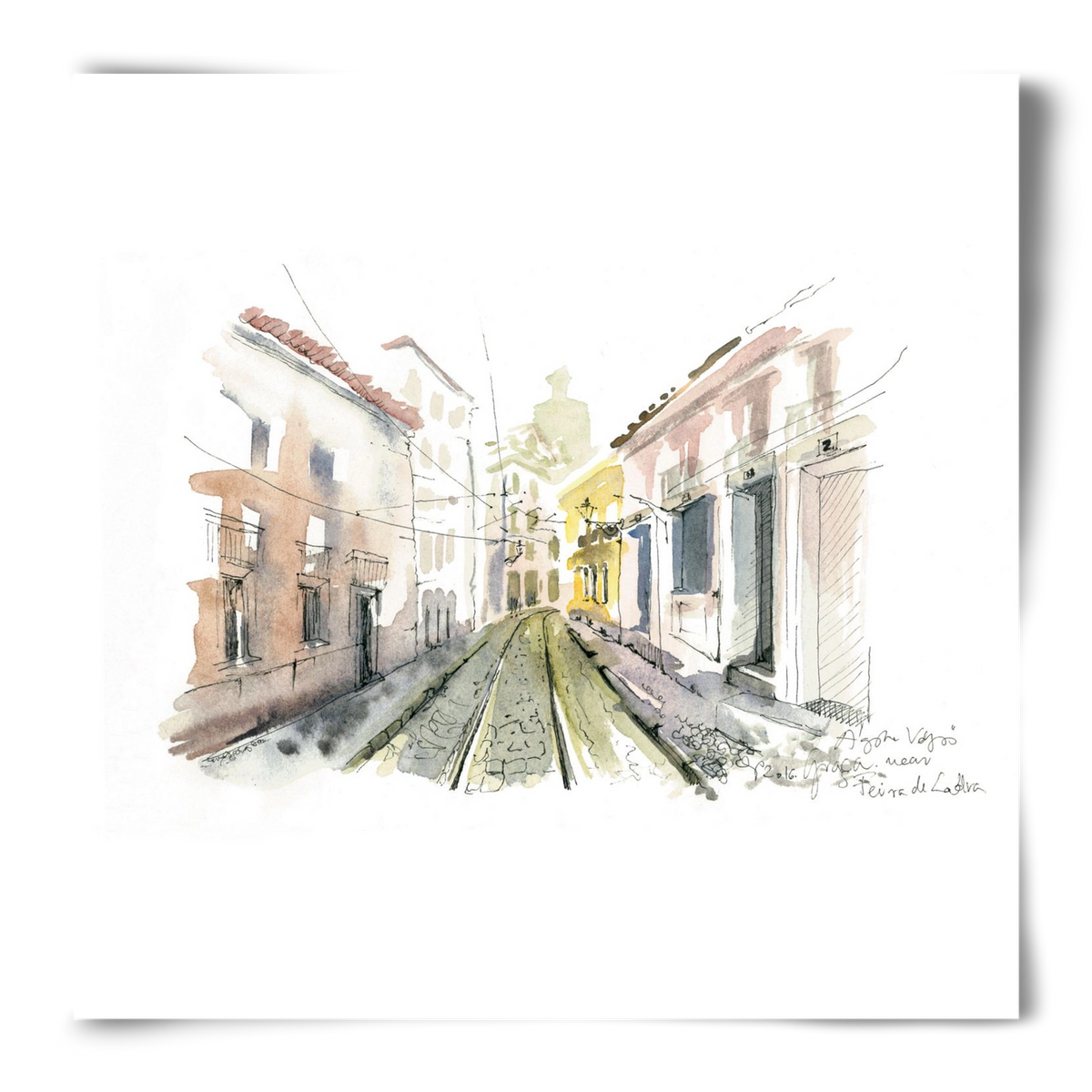 Lisbon Aquarelle No.8, 50x50 cm, Keret nélkül