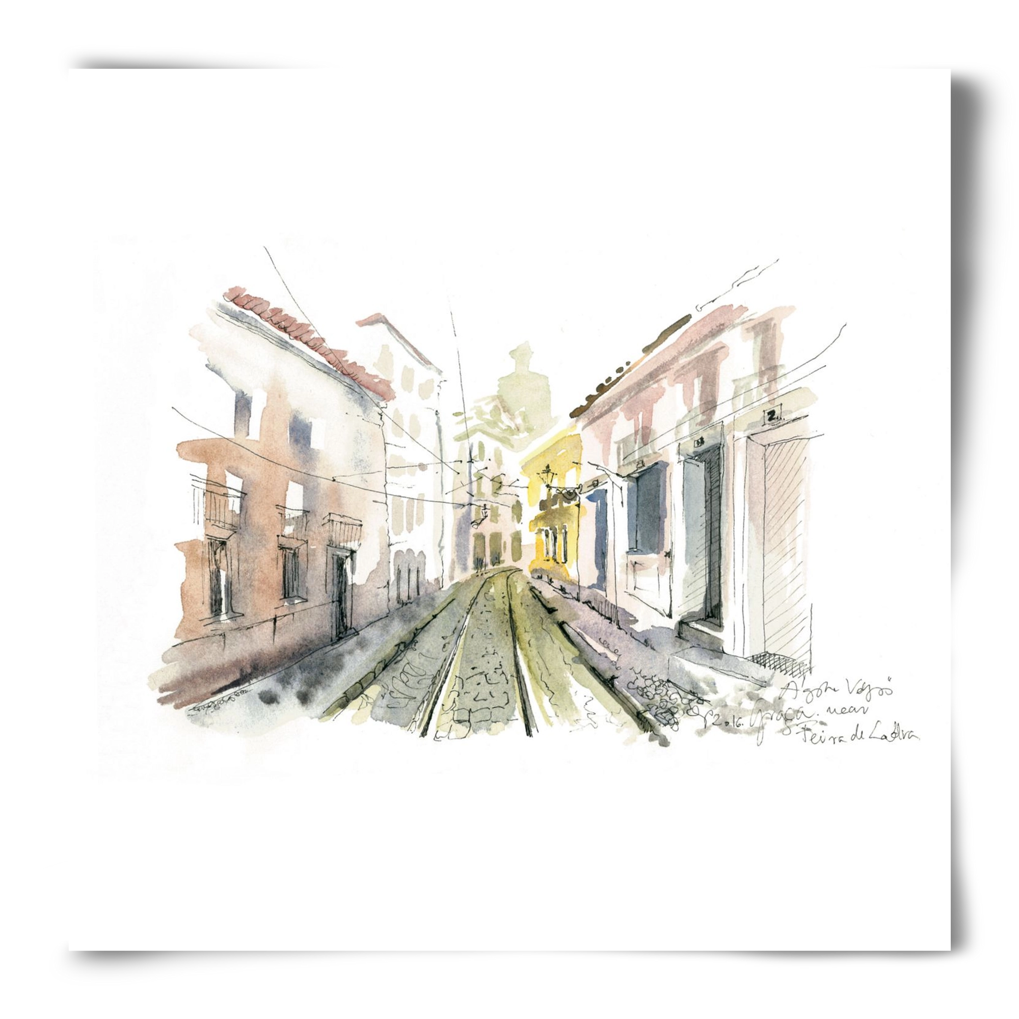 Lisbon Aquarelle No.8, 50x50 cm, Keret nélkül