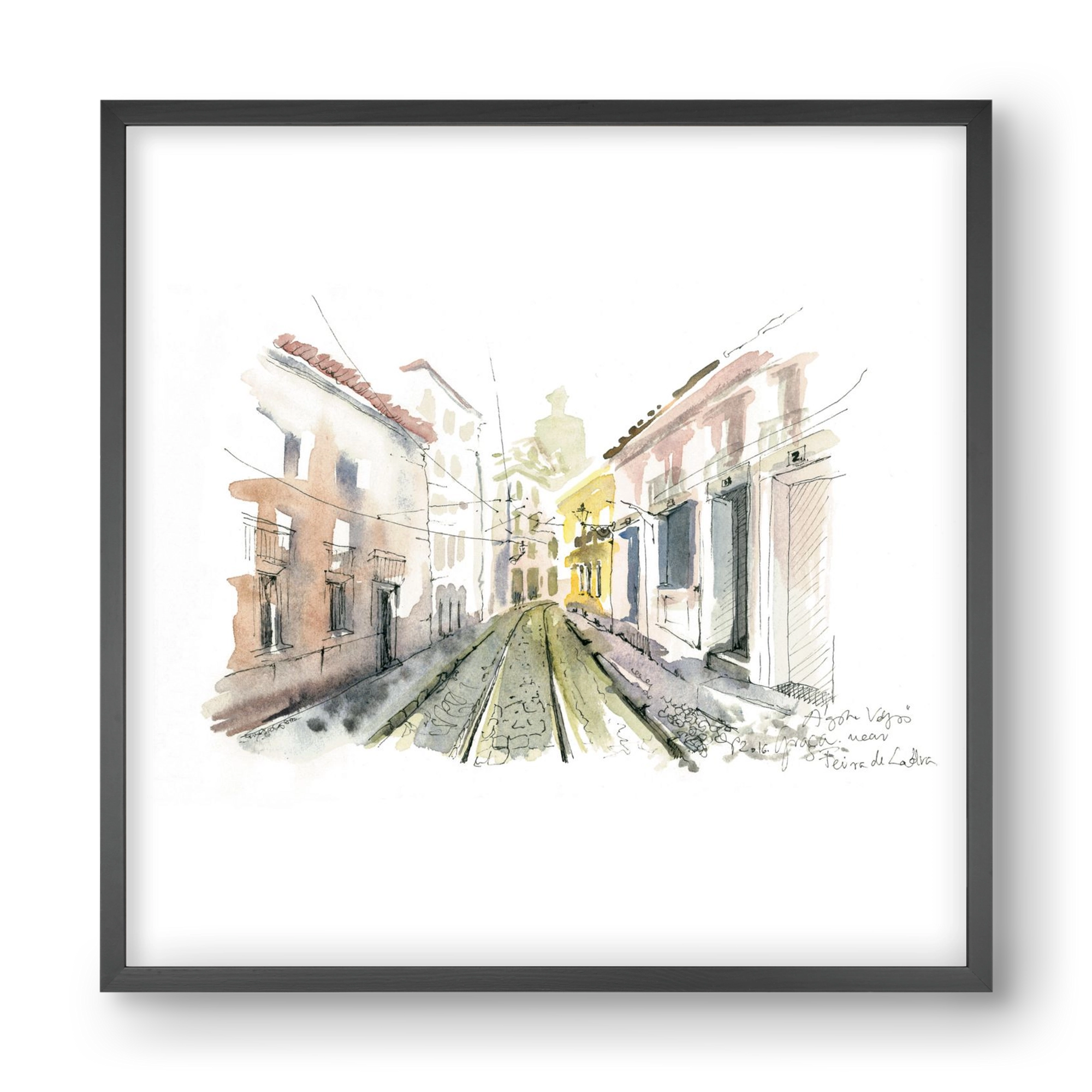 Lisbon Aquarelle No.8, 40x40 cm (40x40 cm), Fekete keret