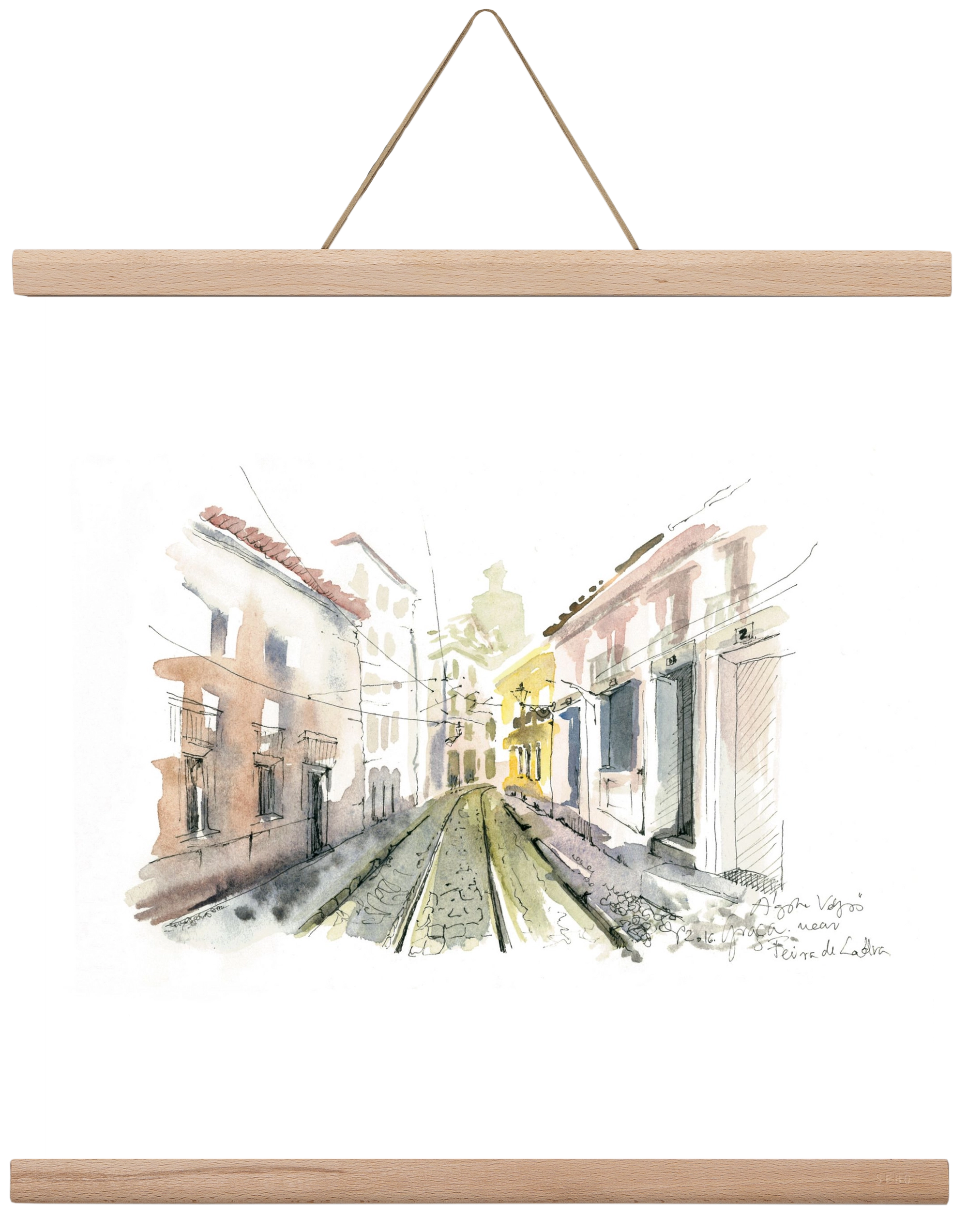 Lisbon Aquarelle No.8, 40x40 cm (40x40 cm), Tölgy akasztó