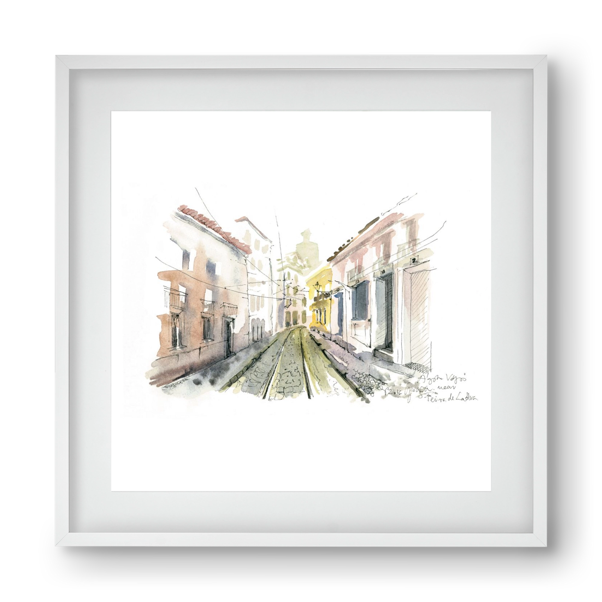Lisbon Aquarelle No.8, 40x40 cm (30x30 cm), Fehér keret, paszpartuval