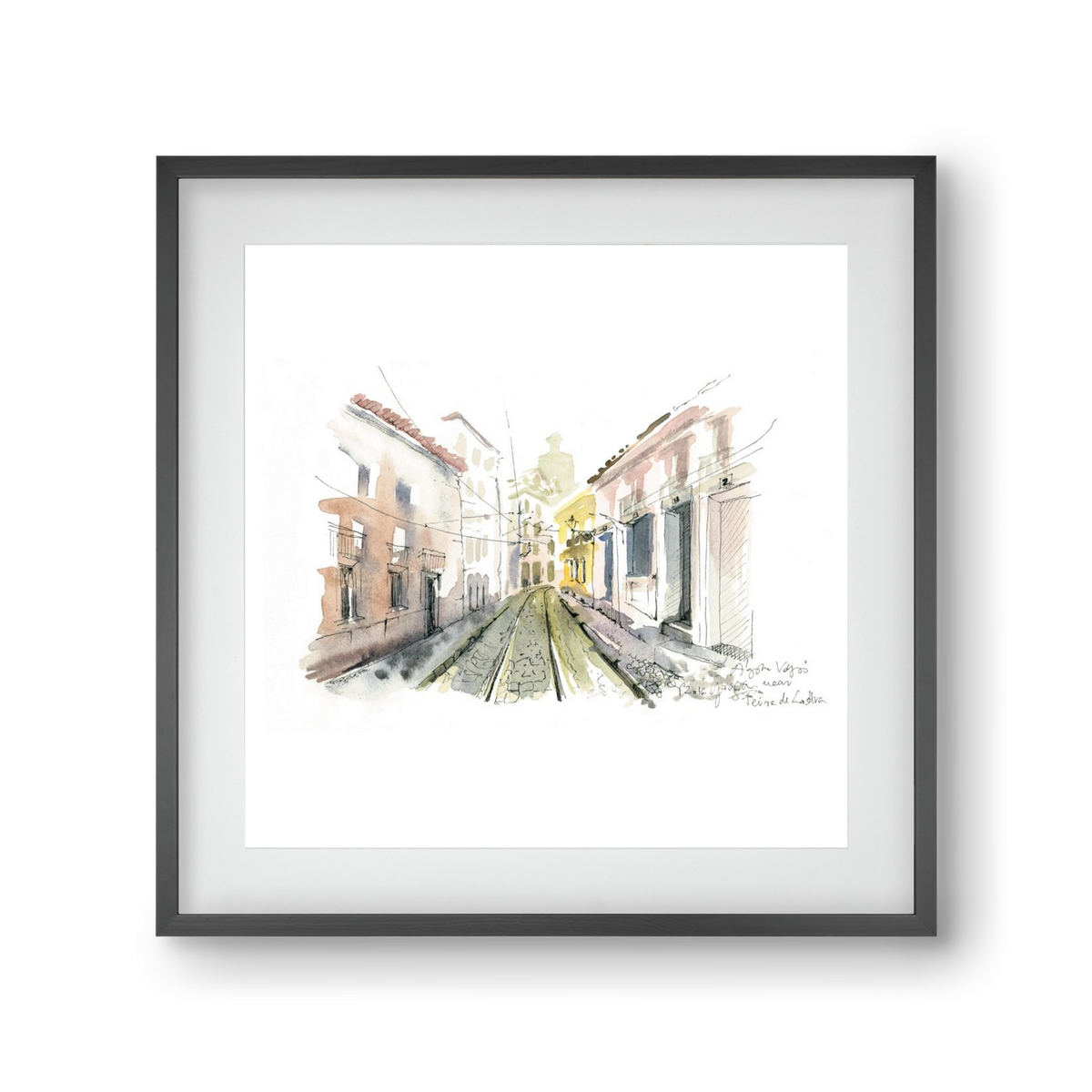 Lisbon Aquarelle No.8, 30x30 cm (20x20 cm), Fekete keret, paszpartuval