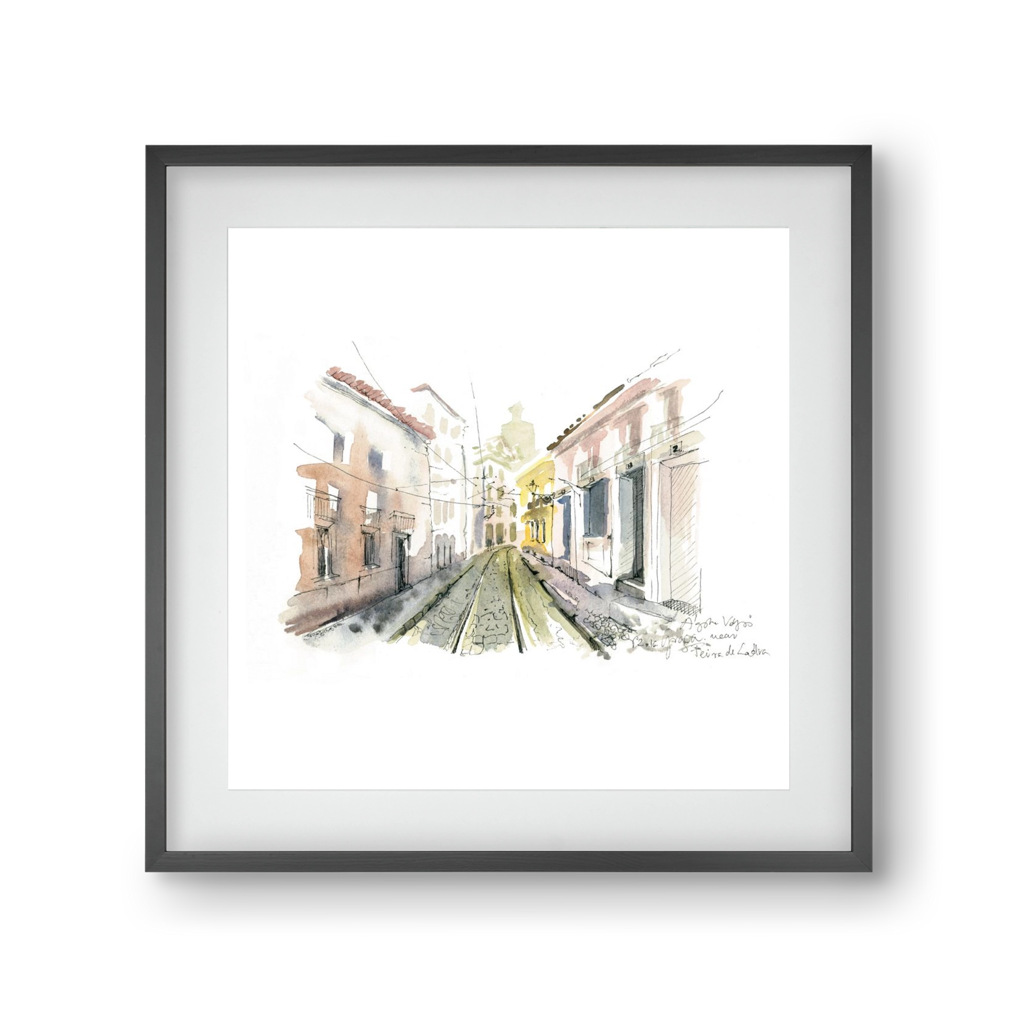 Lisbon Aquarelle No.8, 30x30 cm (20x20 cm), Fekete keret, paszpartuval