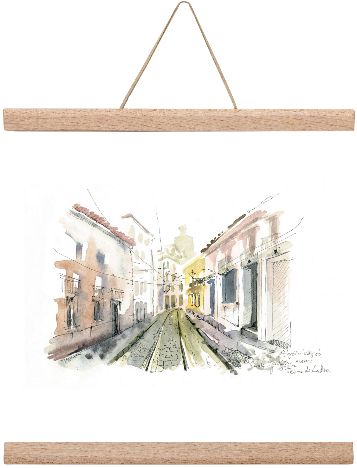 Lisbon Aquarelle No.8, 30x30 cm (30x30 cm), Tölgy akasztó