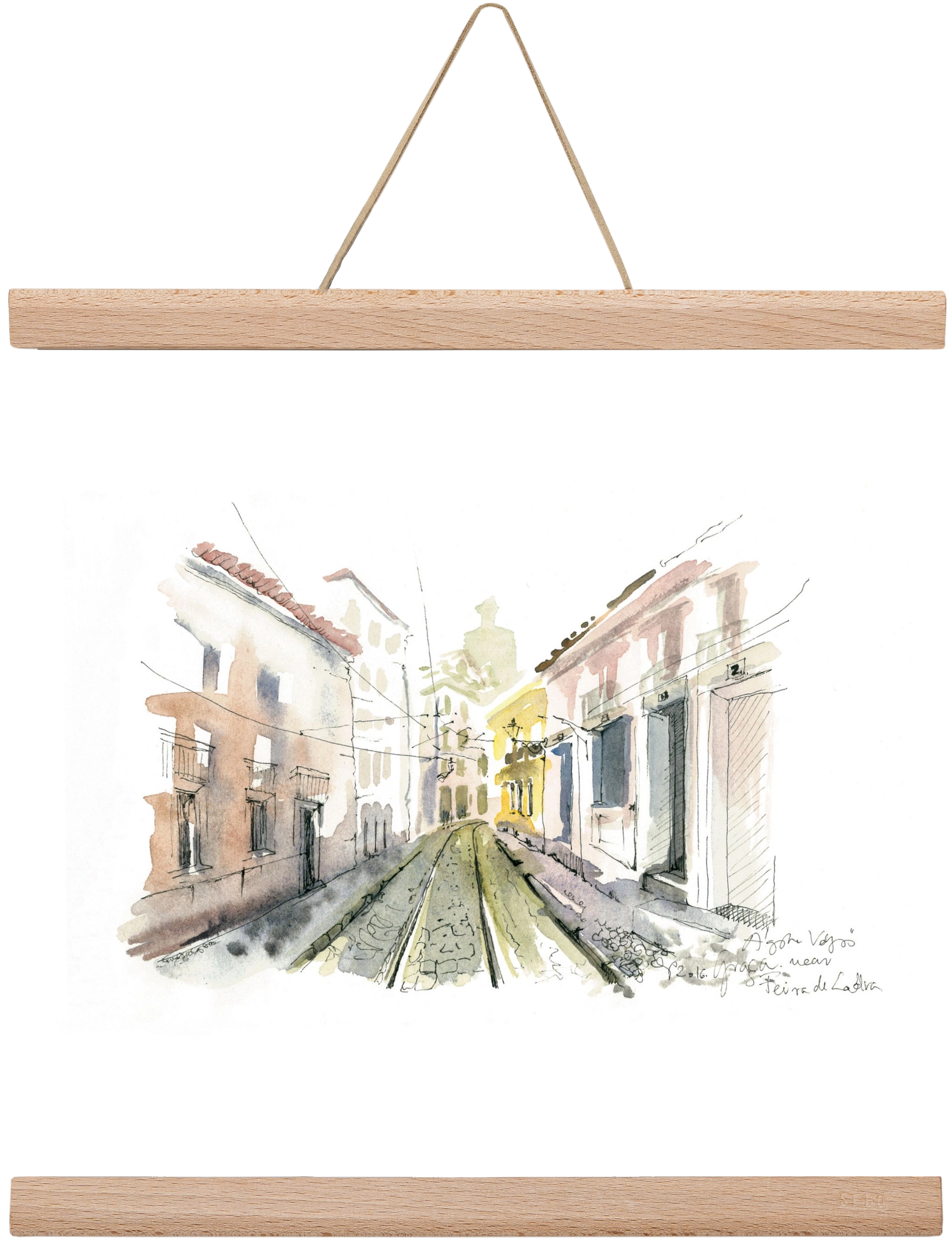 Lisbon Aquarelle No.8, 30x30 cm (30x30 cm), Tölgy akasztó