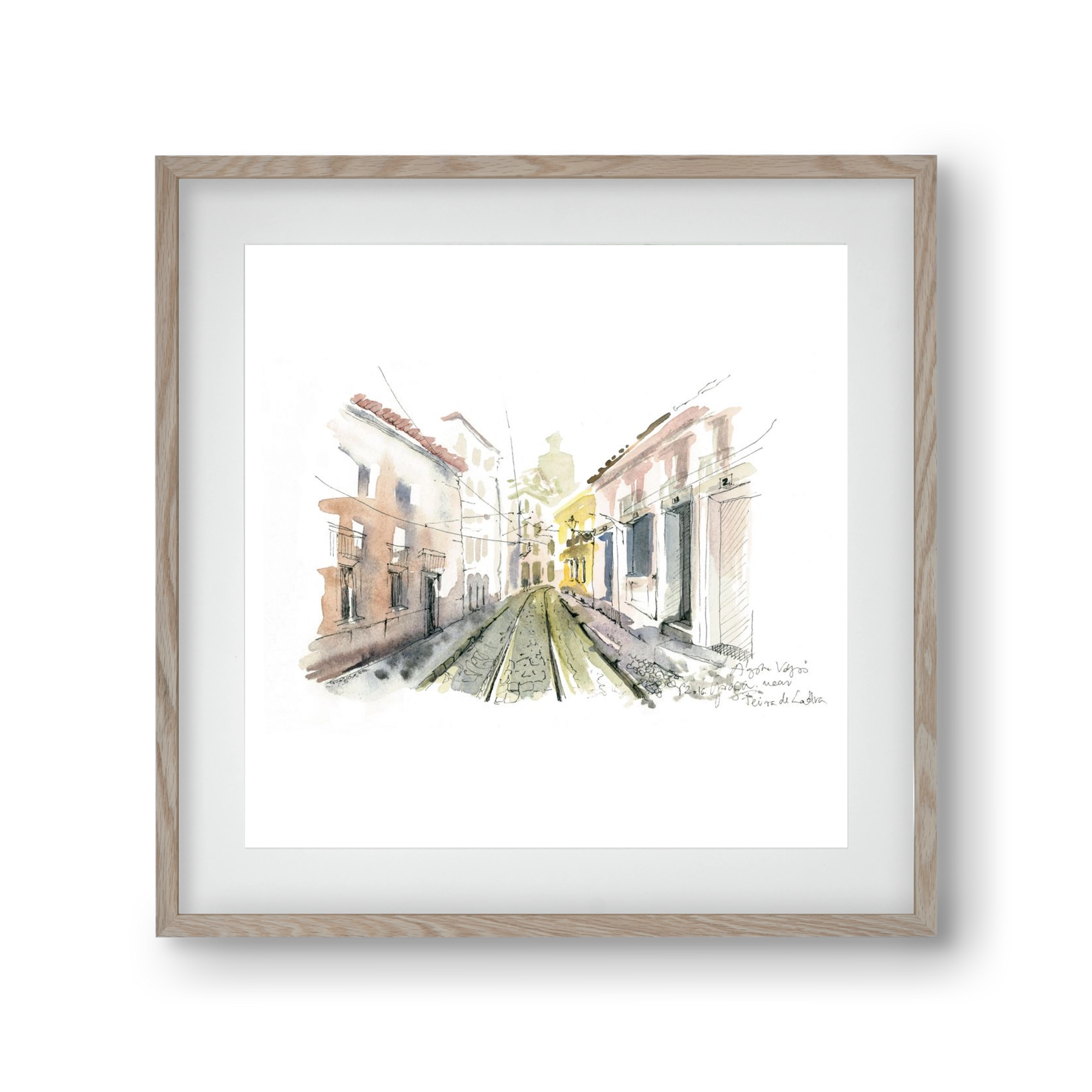 Lisbon Aquarelle No.8, 30x30 cm (20x20 cm), Tölgy keret, paszpartuval