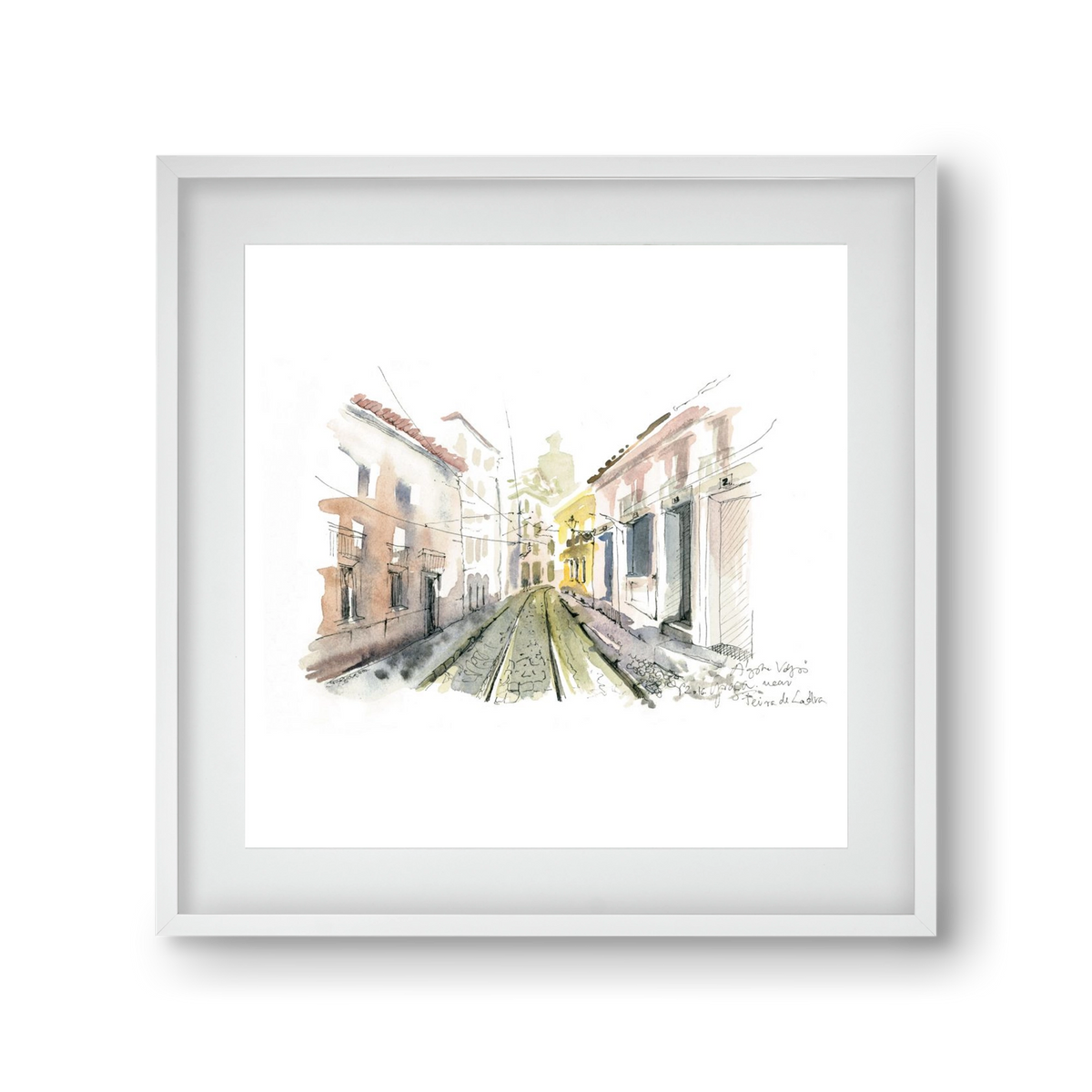 Lisbon Aquarelle No.8, 30x30 cm (20x20 cm), Fehér keret, paszpartuval