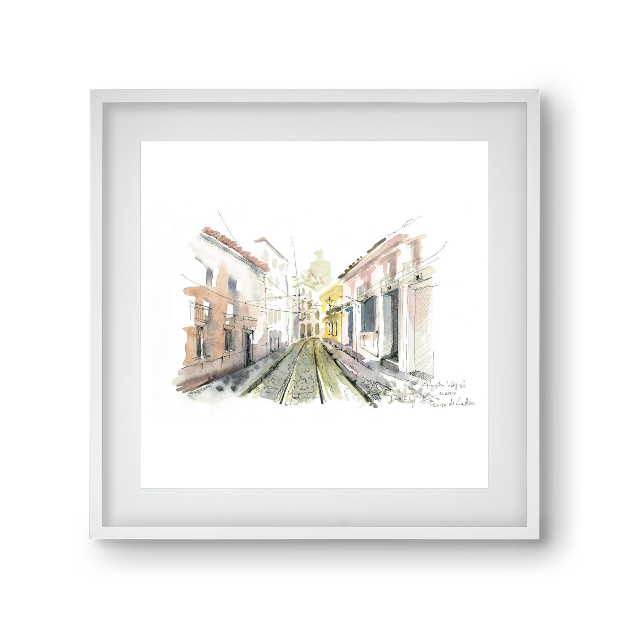 Lisbon Aquarelle No.8, 30x30 cm (20x20 cm), Fehér keret, paszpartuval