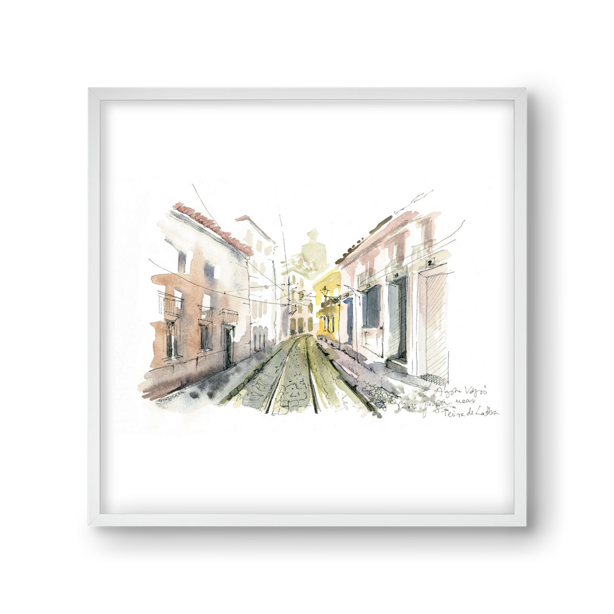 Lisbon Aquarelle No.8, 30x30 cm (30x30 cm), Fehér keret