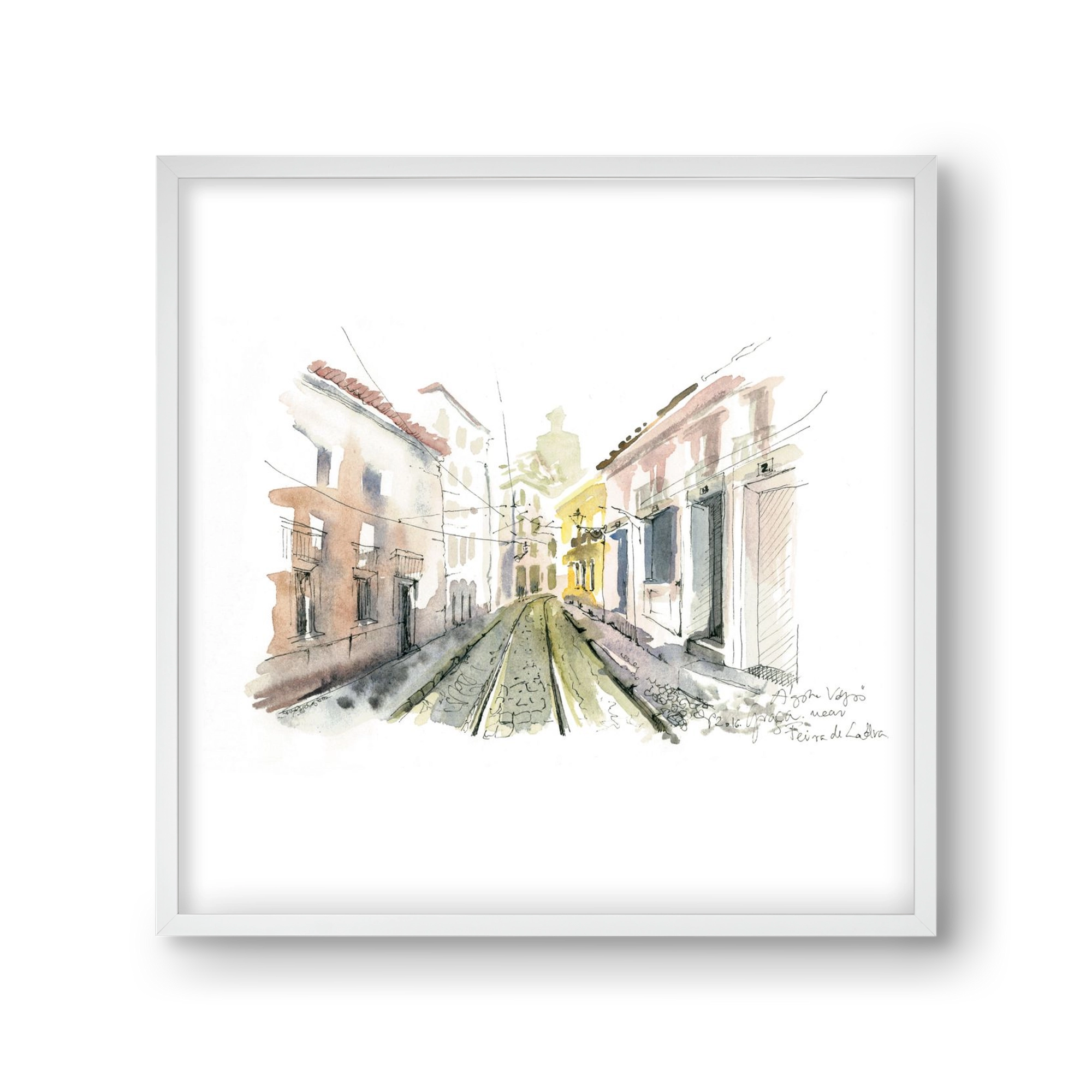 Lisbon Aquarelle No.8, 30x30 cm (30x30 cm), Fehér keret