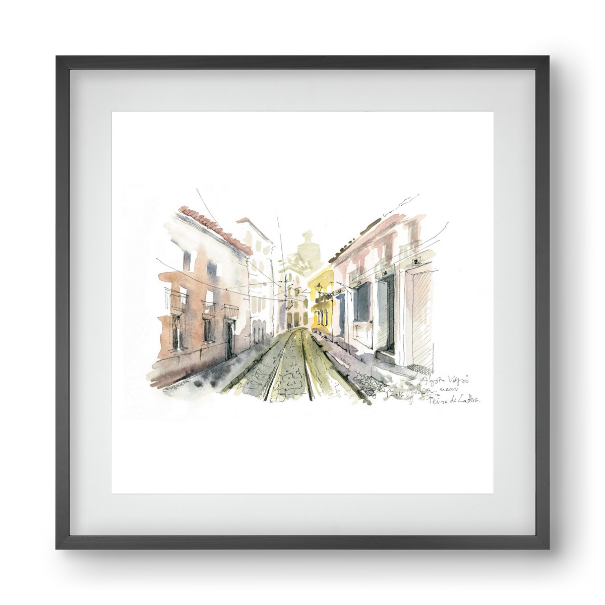 Lisbon Aquarelle No.8, 40x40 cm (30x30 cm), Fekete keret, paszpartuval