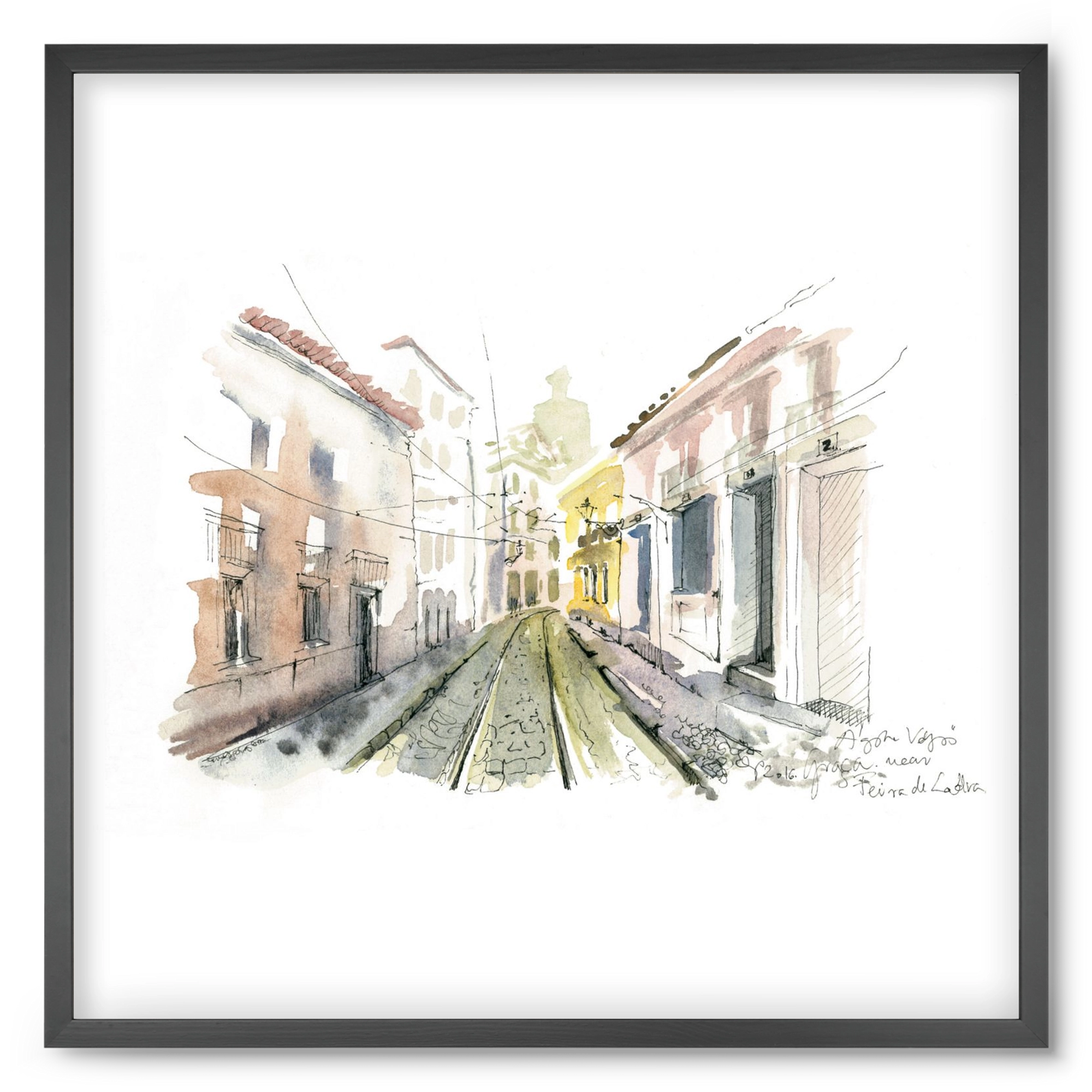 Lisbon Aquarelle No.8, 50x50 cm (50x50 cm), Fekete keret