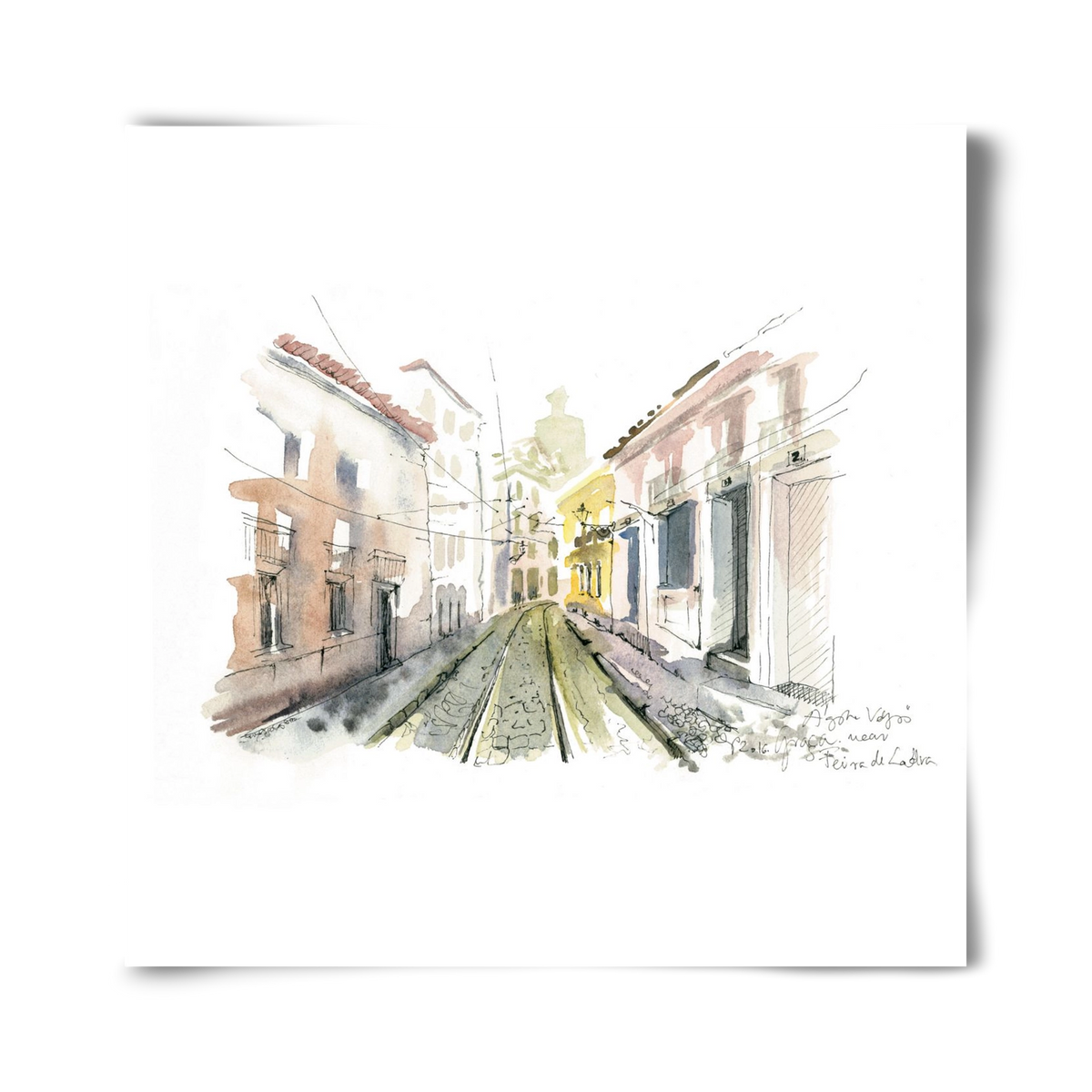 Lisbon Aquarelle No.8, 40x40 cm, Keret nélkül