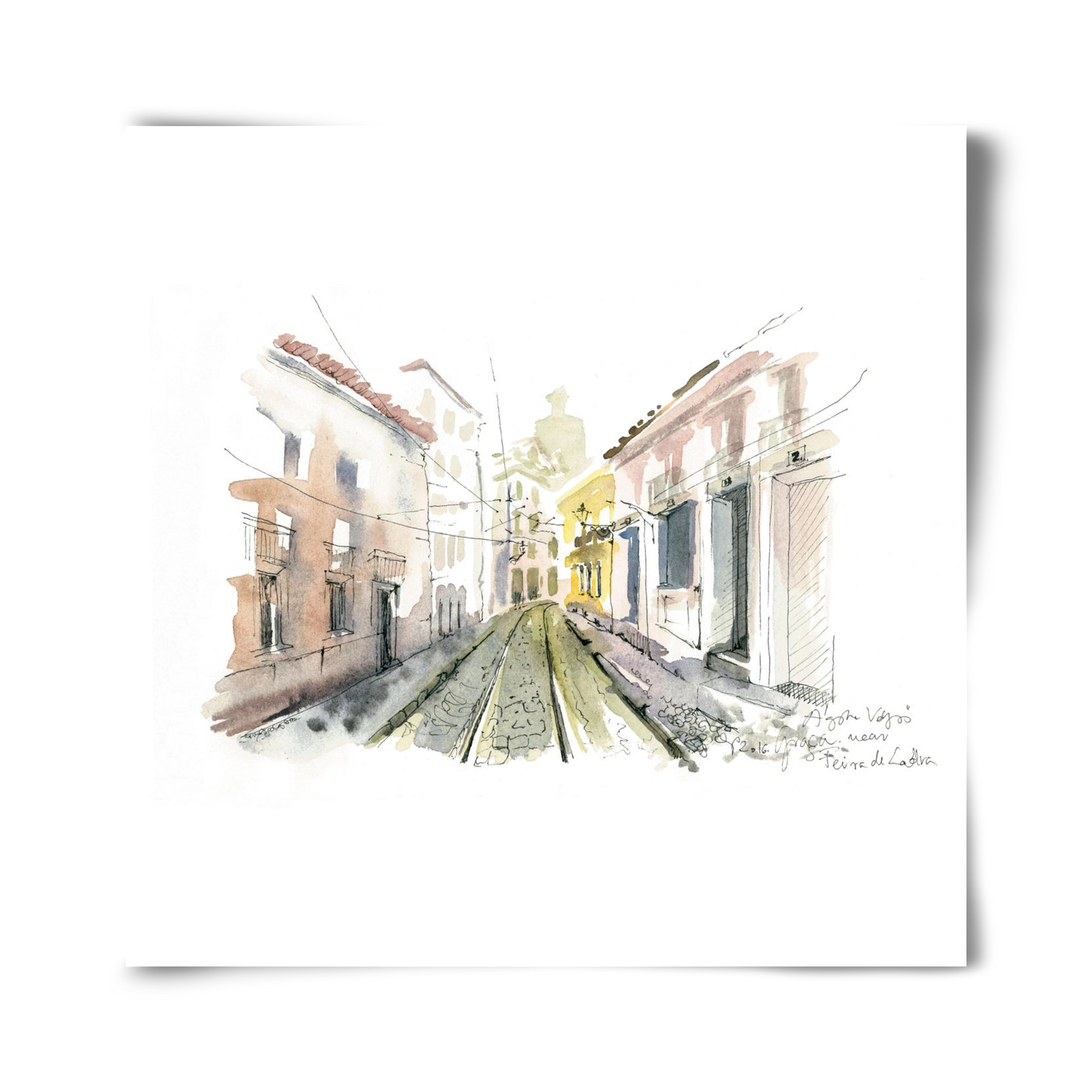 Lisbon Aquarelle No.8, 40x40 cm, Keret nélkül
