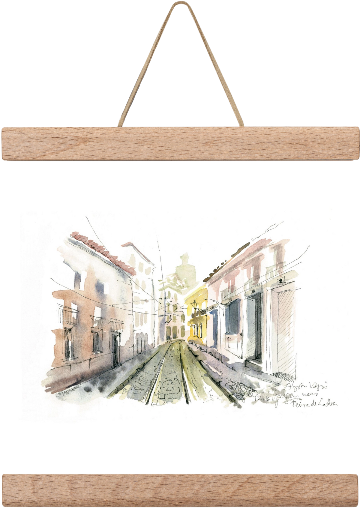 Lisbon Aquarelle No.8, 20x20 cm (20x20 cm), Tölgy akasztó