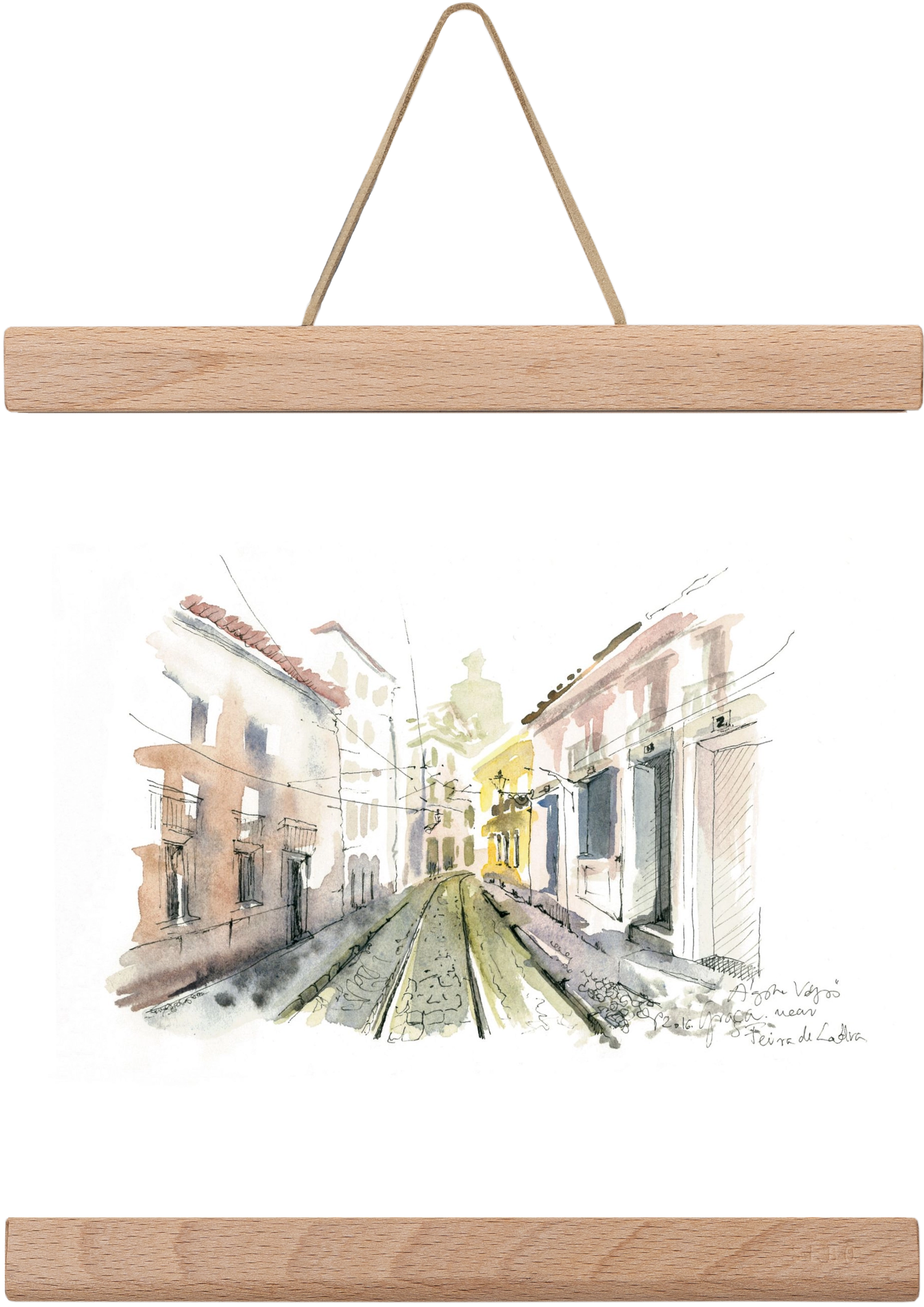 Lisbon Aquarelle No.8, 20x20 cm (20x20 cm), Tölgy akasztó