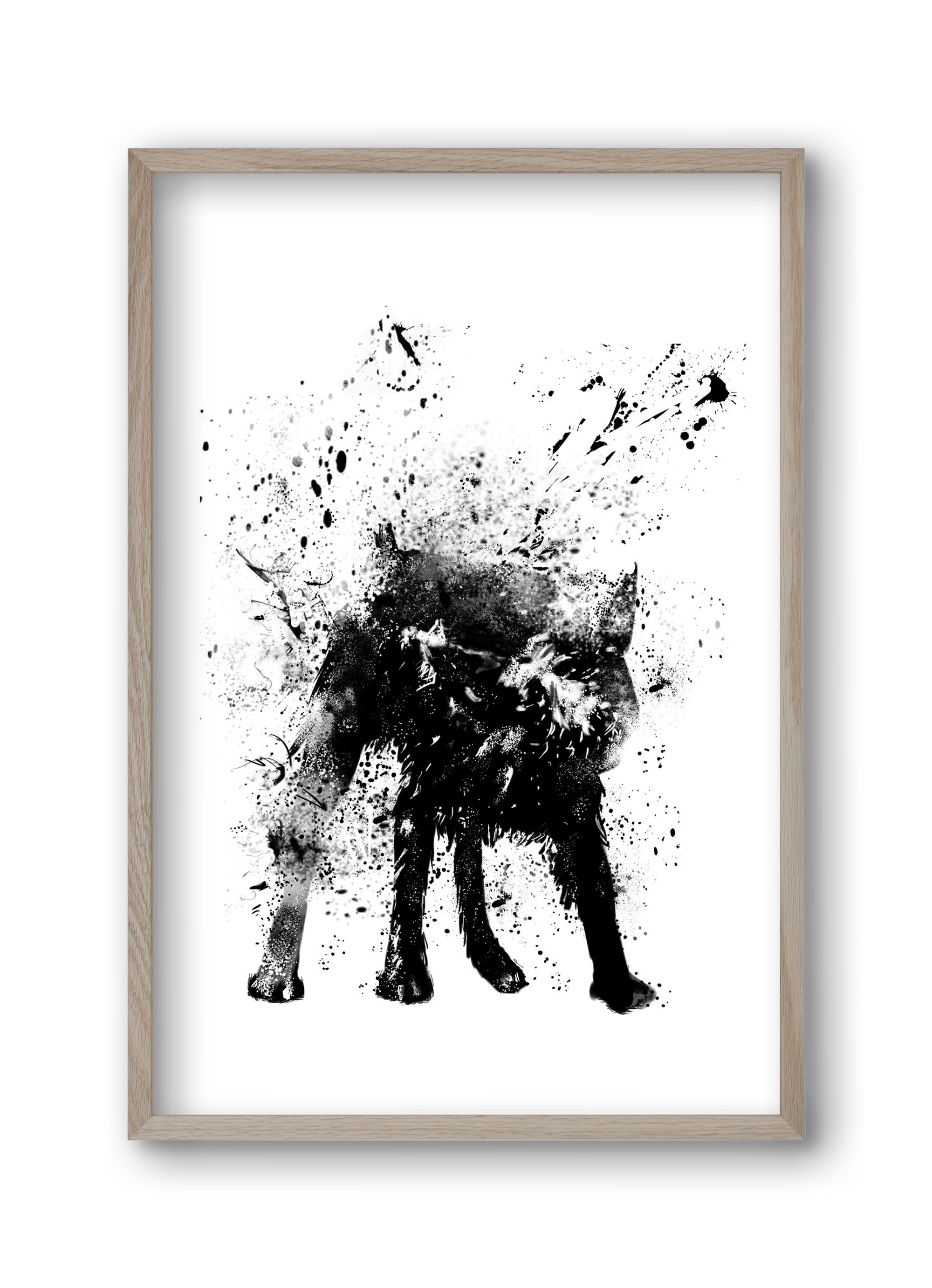 Wet dog, 30x45 cm (30x45 cm), Tölgy keret