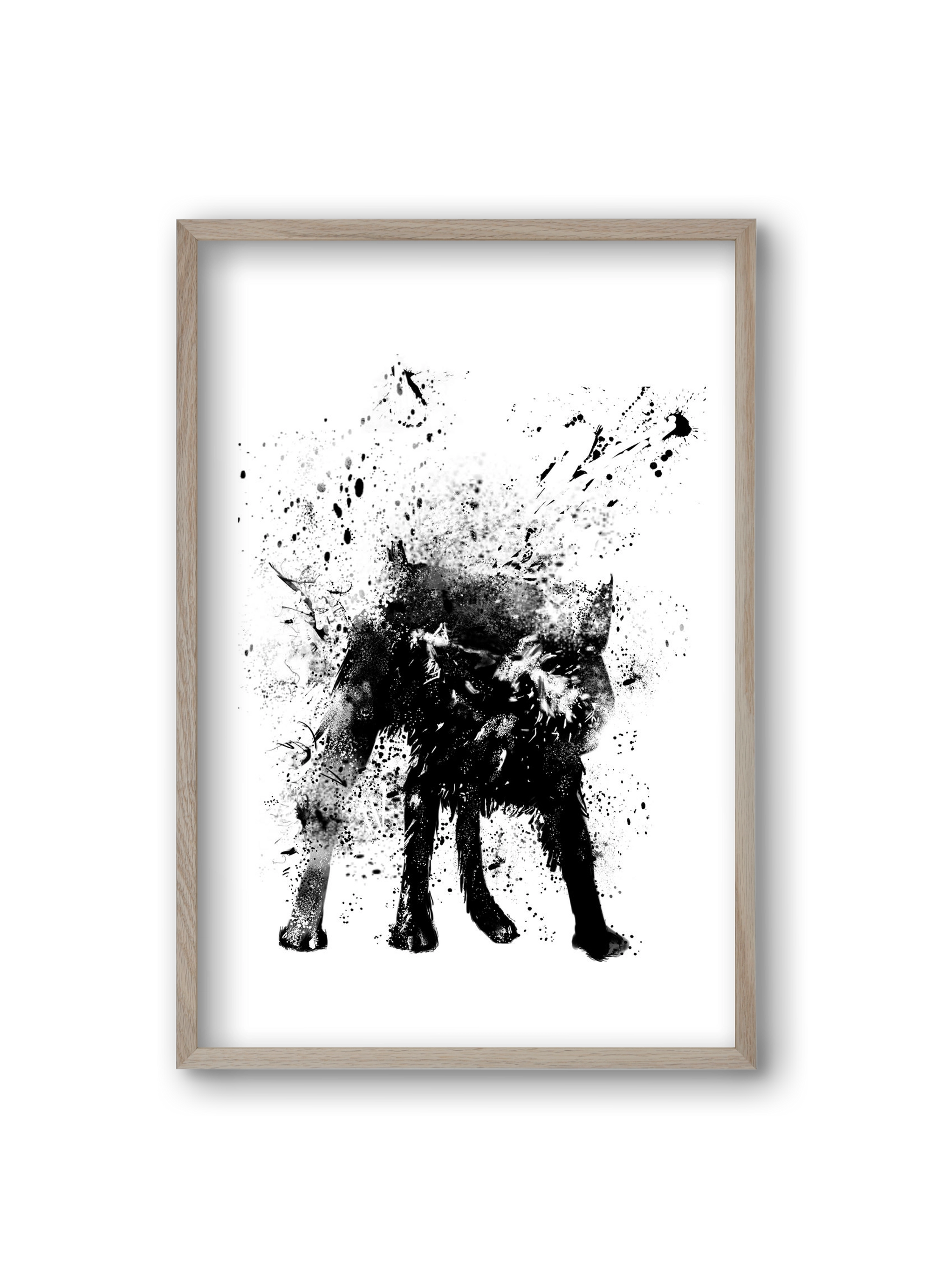 Wet dog, 20x30 cm (20x30 cm), Tölgy keret