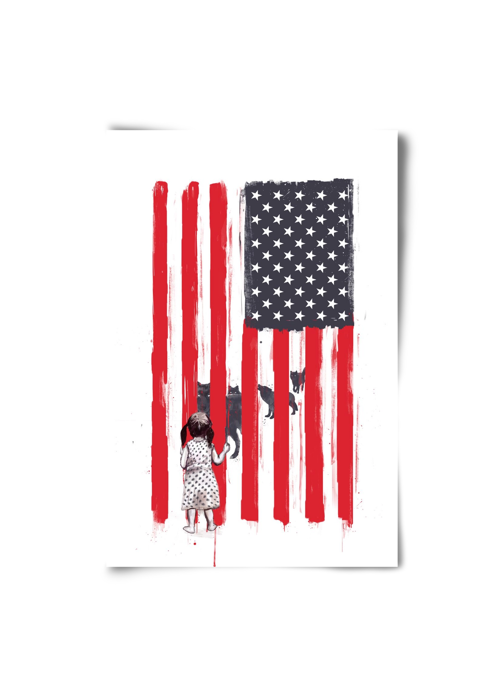 Little girl and wolves, 20x30 cm, Keret nélkül