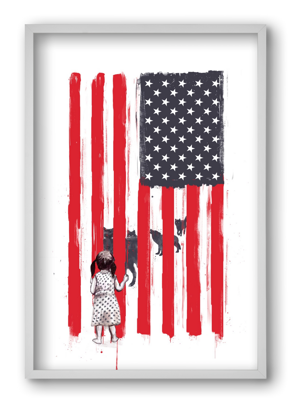 Little girl and wolves, 40x60 cm (40x60 cm), Fehér keret