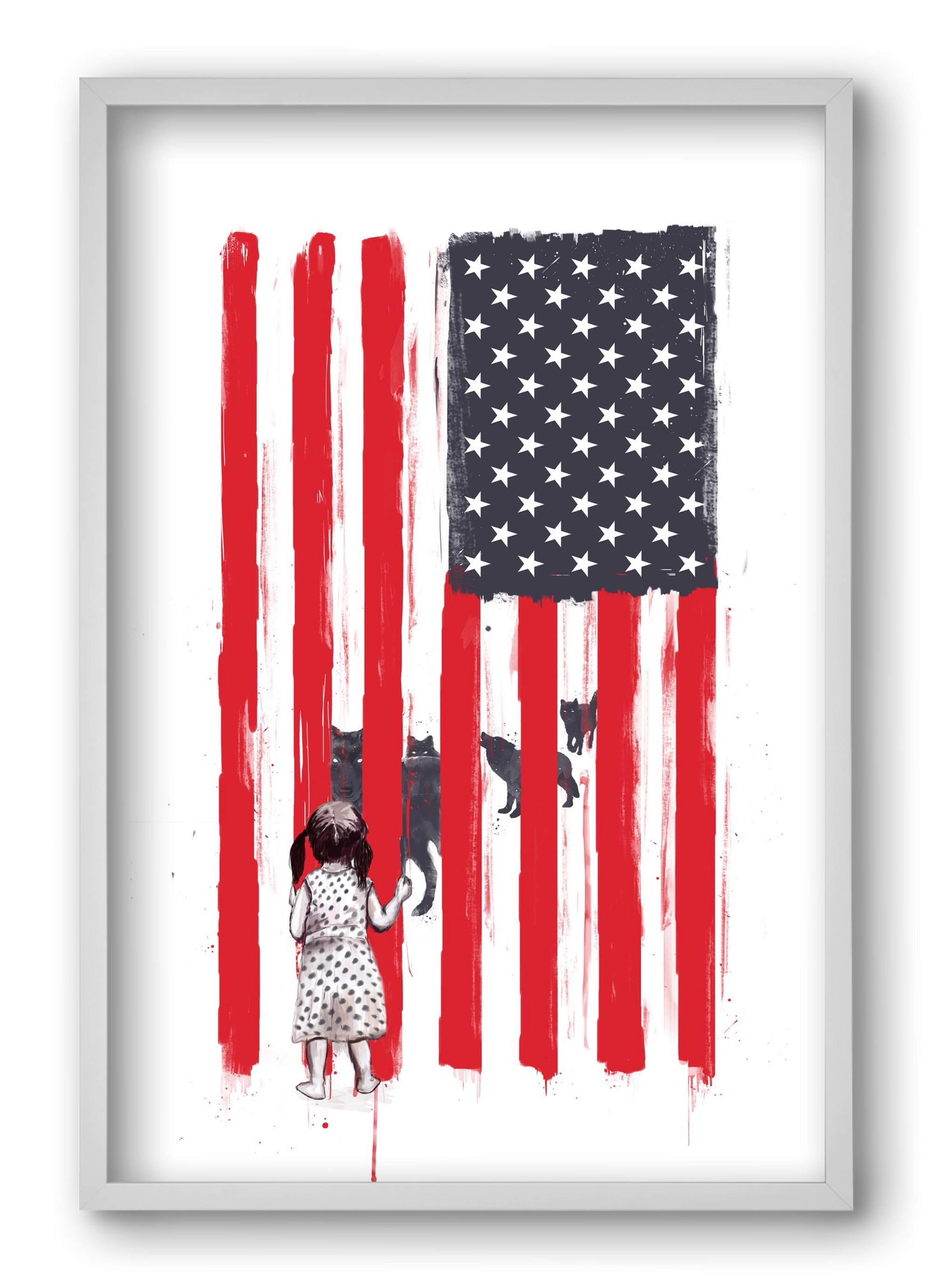 Little girl and wolves, 40x60 cm (40x60 cm), Fehér keret