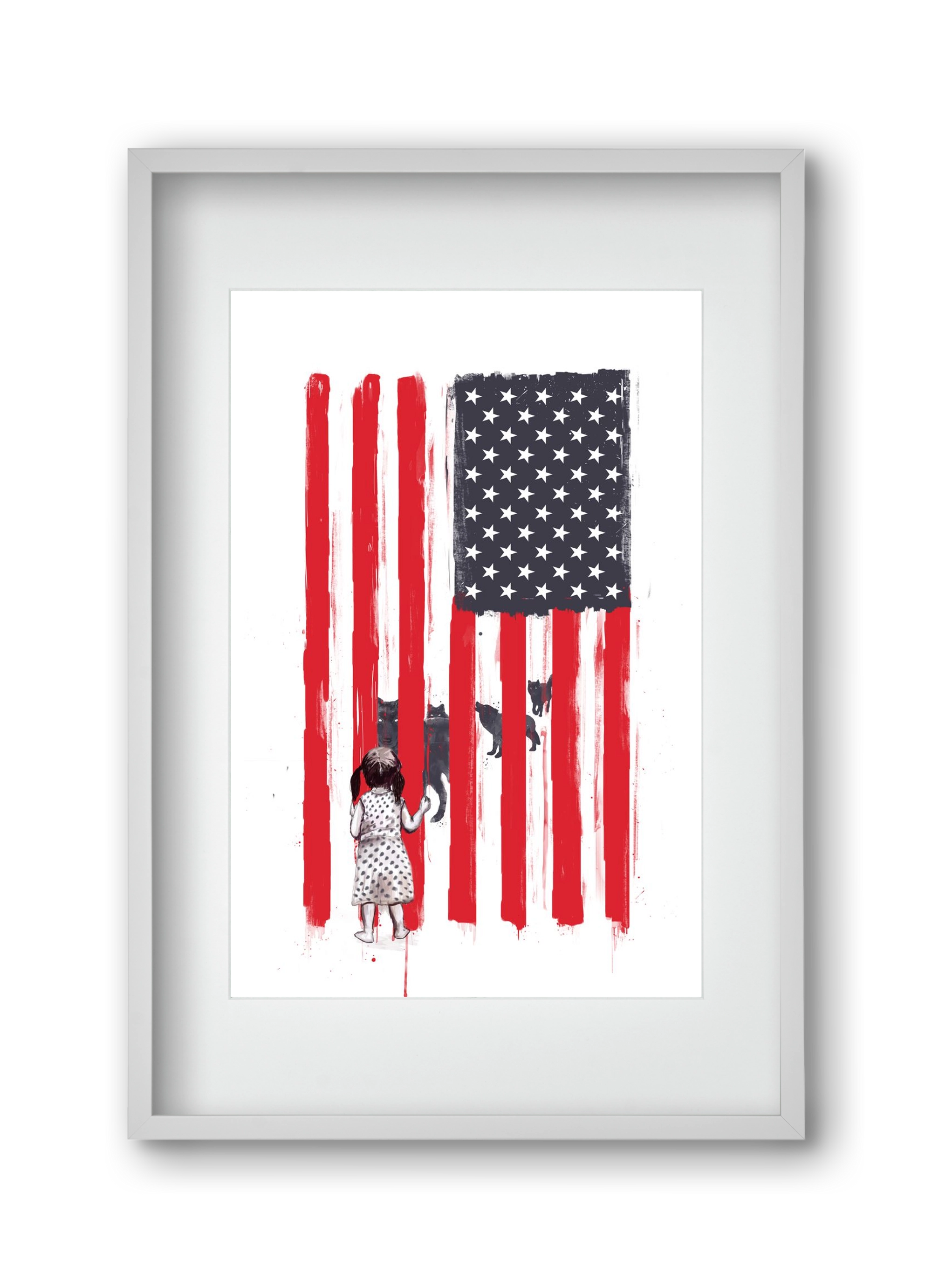 Little girl and wolves, 30x45 cm (20x30 cm), Fehér keret, paszpartuval